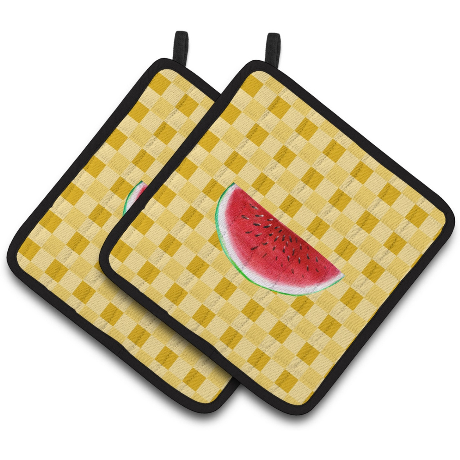 &quotCaroline's Treasures Sliced Watermelon on Basketweave Decorated pot holder, 7.5HX7.5W, Multicolor"