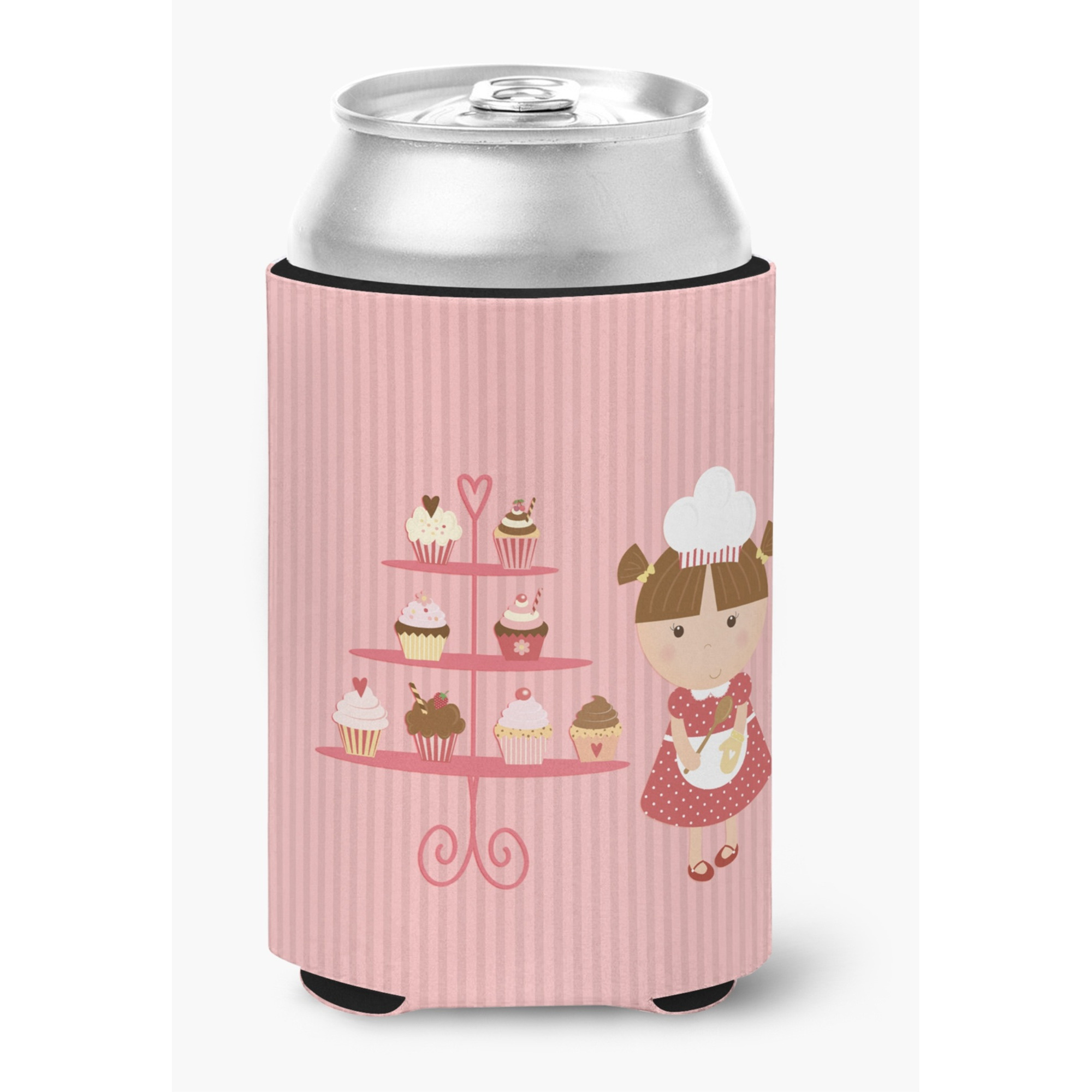 &quotCaroline's Treasures Cupcake Baker Brunette Pink Decorative Can Hugger, Multicolor"