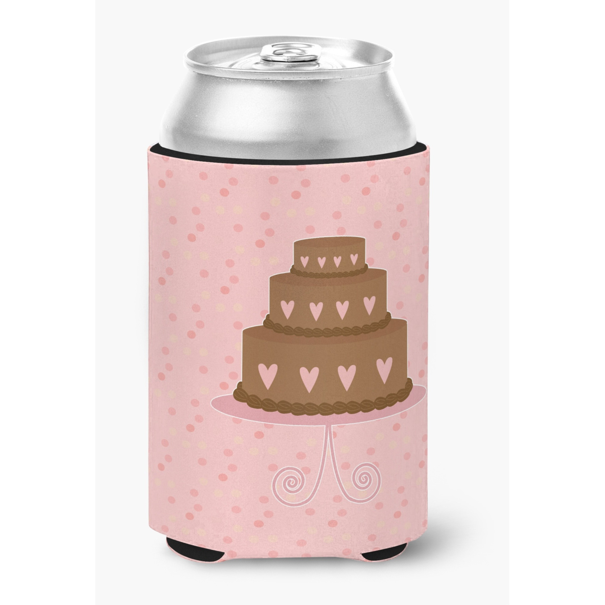 &quotCaroline's Treasures Heart Cake 3 Tier Pink Decorative Can Hugger, Multicolor"