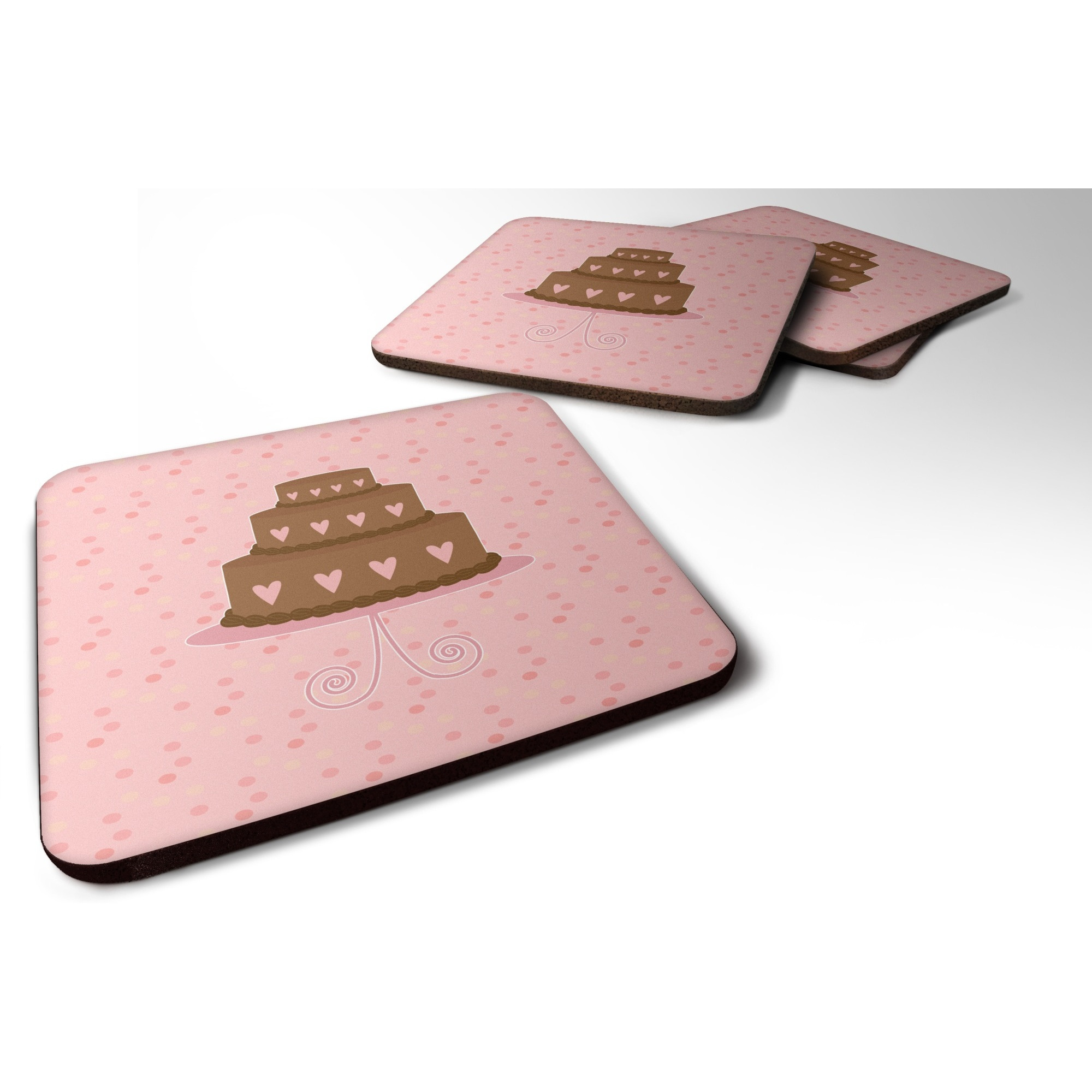 &quotCaroline's Treasures Heart Cake 3 Tier Pink Decorative coasters, 3.5, Multicolor"