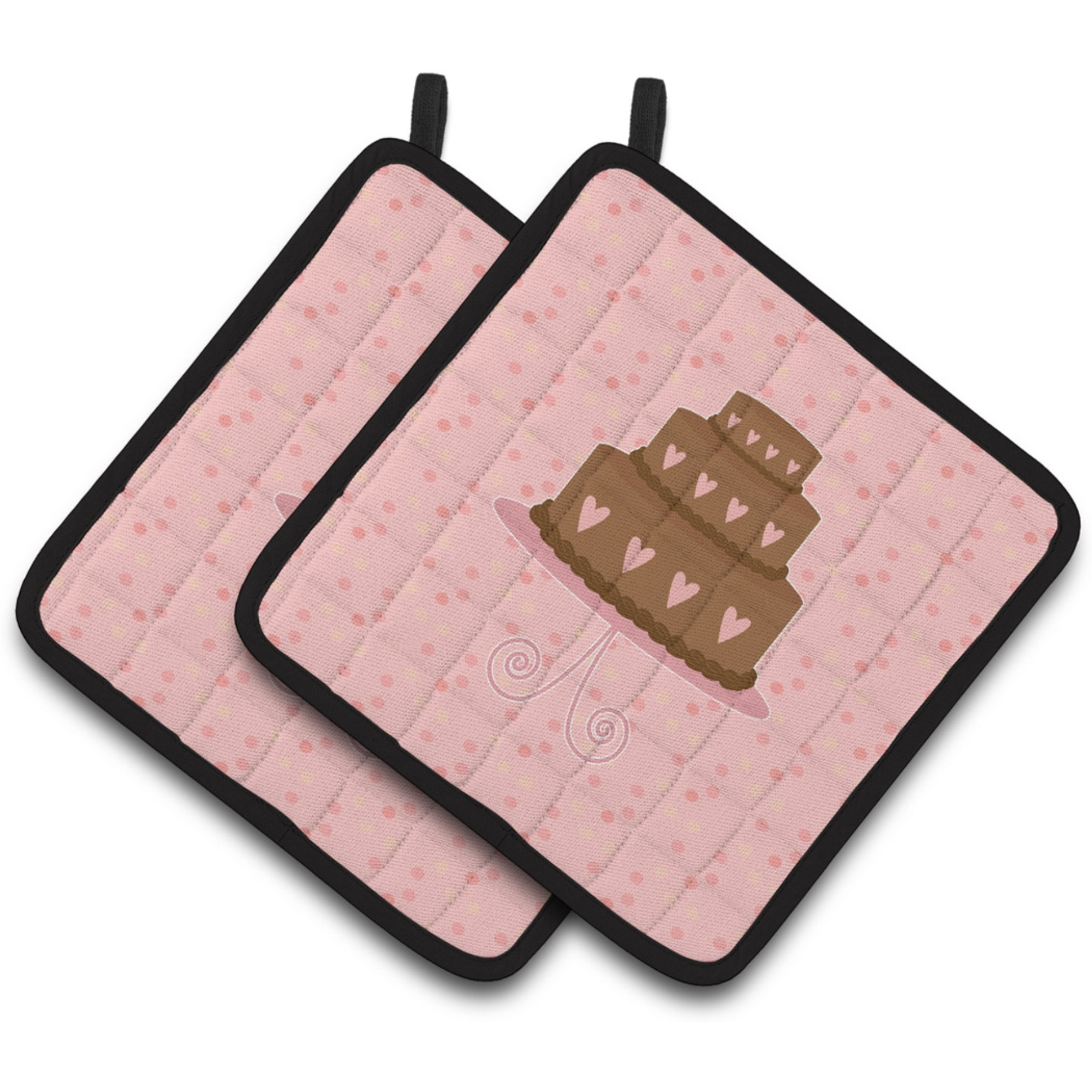 &quotCaroline's Treasures Heart Cake 3 Tier Pink Decorated pot holder, 7.5HX7.5W, Multicolor"