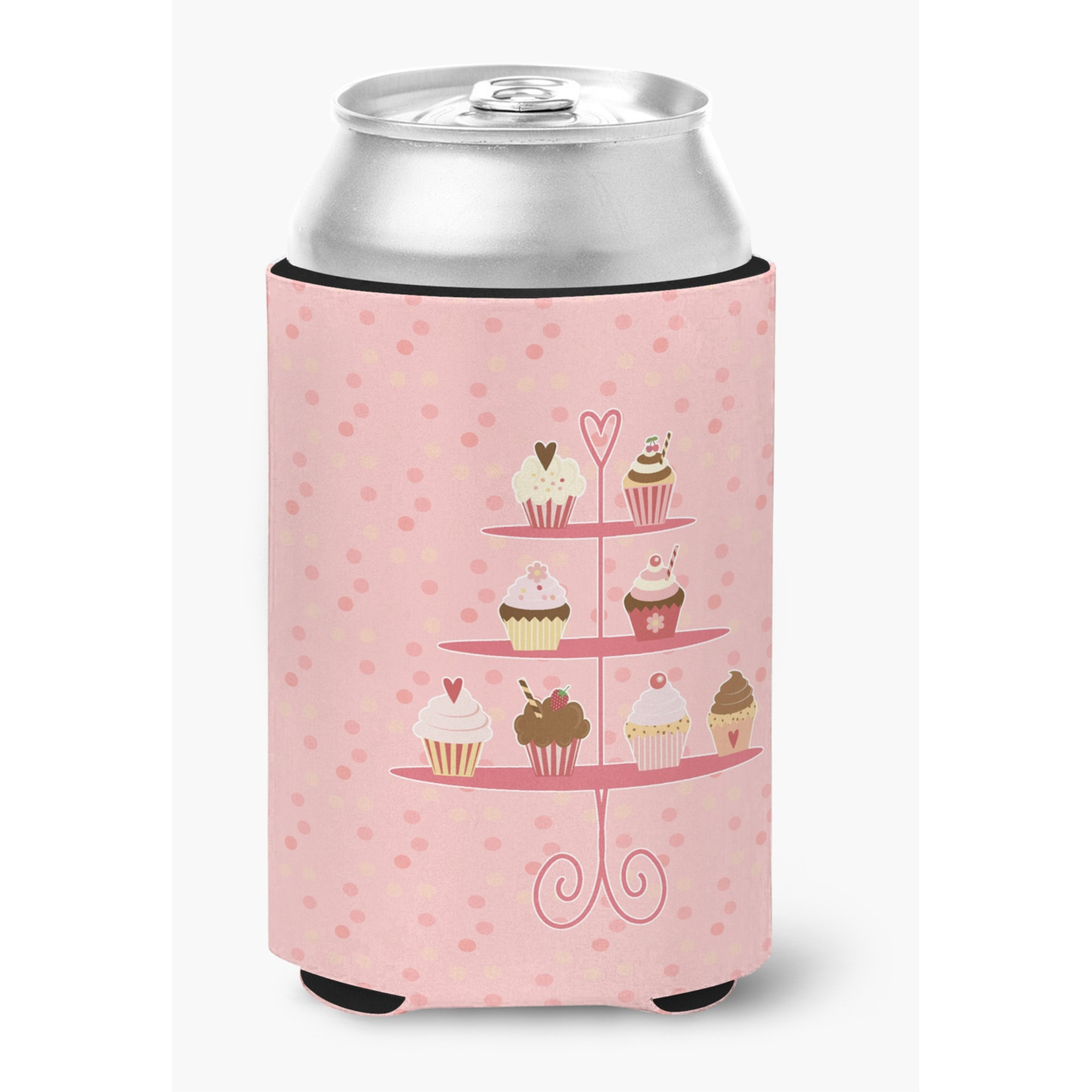 &quotCaroline's Treasures Cupcakes 3 Tier Pink Decorative Can Hugger, Multicolor"