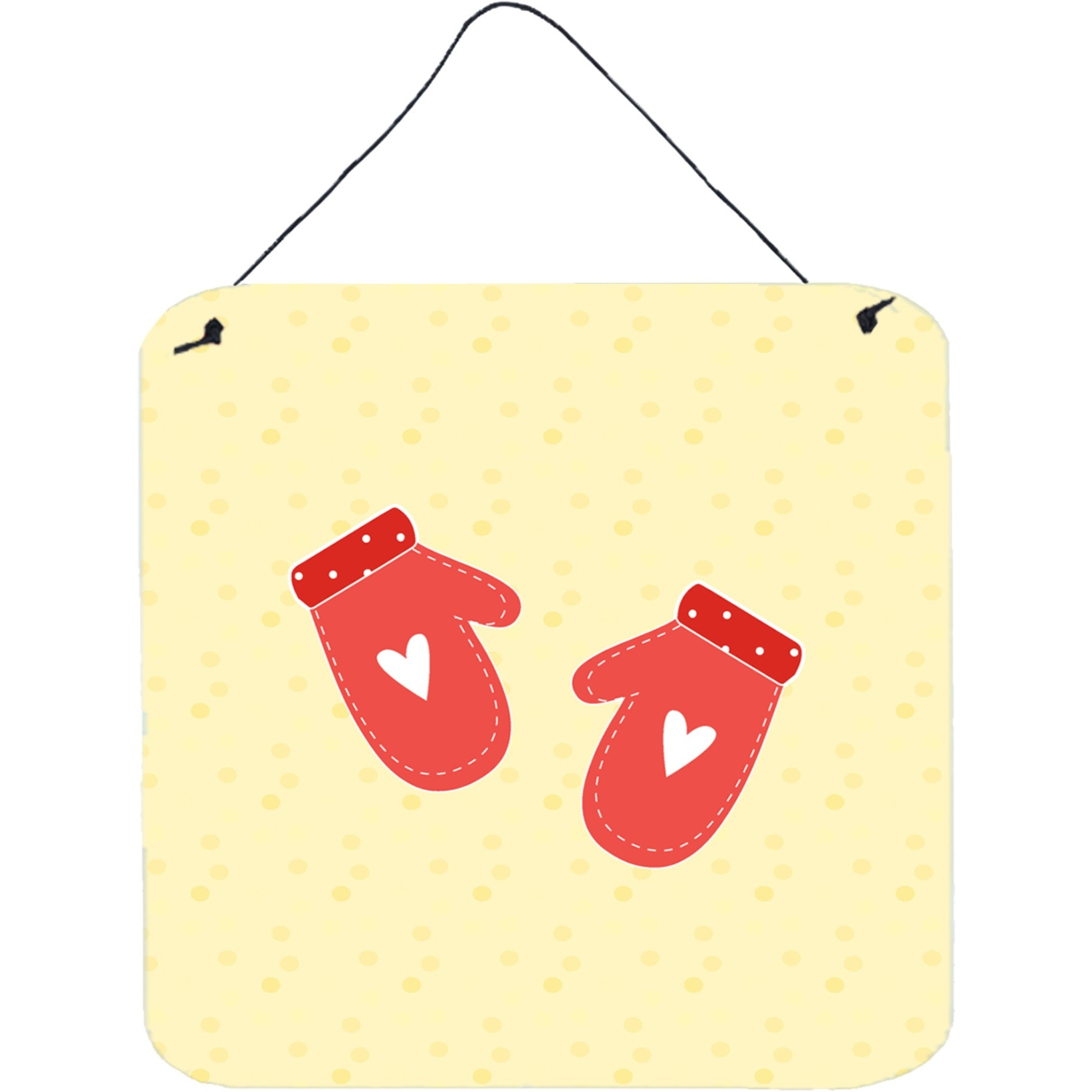 &quotCaroline's Treasures Oven Mitts on Yellow Metal Print, 6H x 6W, Multicolor"
