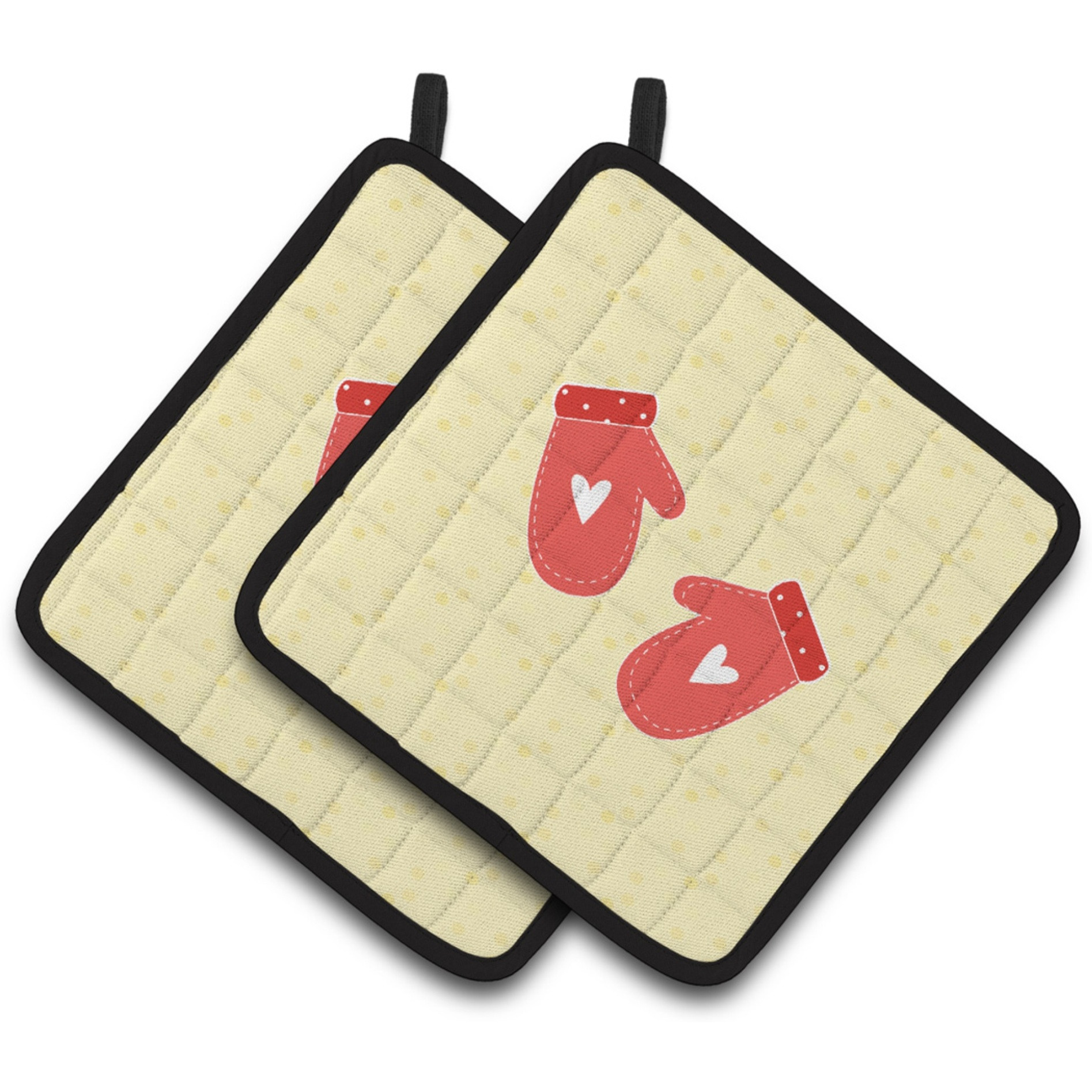 &quotCaroline's Treasures Oven Mitts on Yellow Decorated pot holder, 7.5HX7.5W, Multicolor"