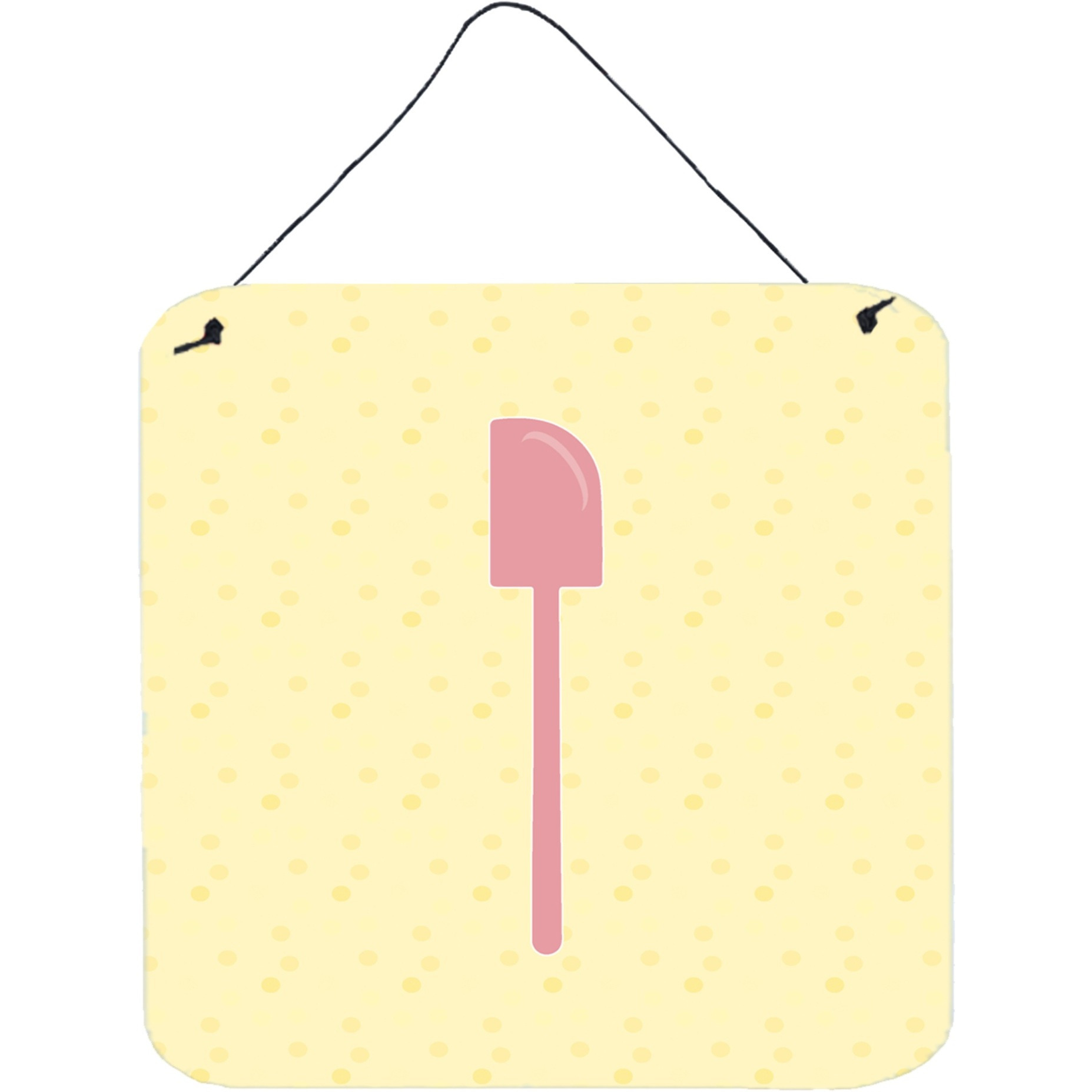 &quotCaroline's Treasures Spatula on Yellow Metal Print, 6H x 6W, Multicolor"
