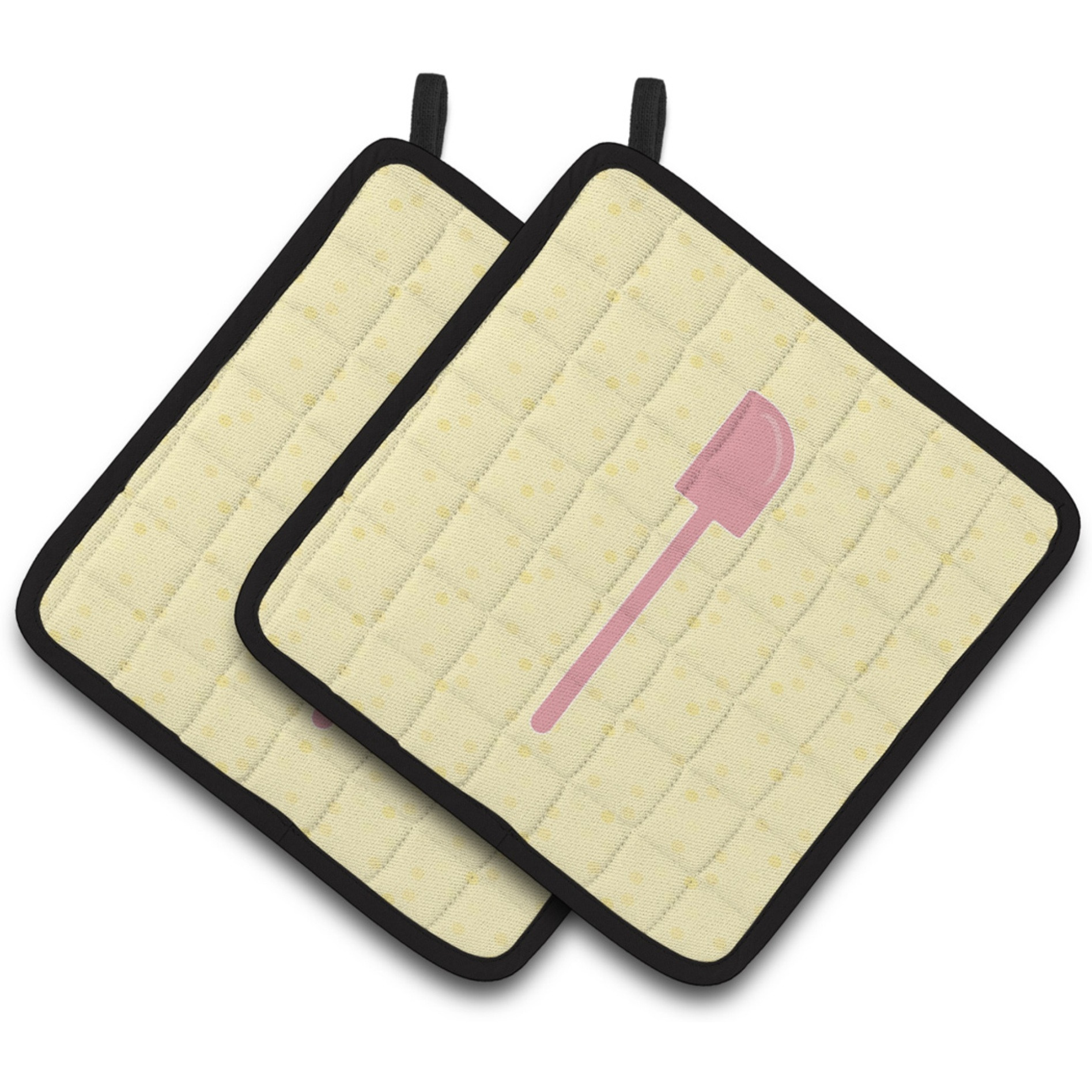 &quotCaroline's Treasures Spatula on Yellow Decorated pot holder, 7.5HX7.5W, Multicolor"