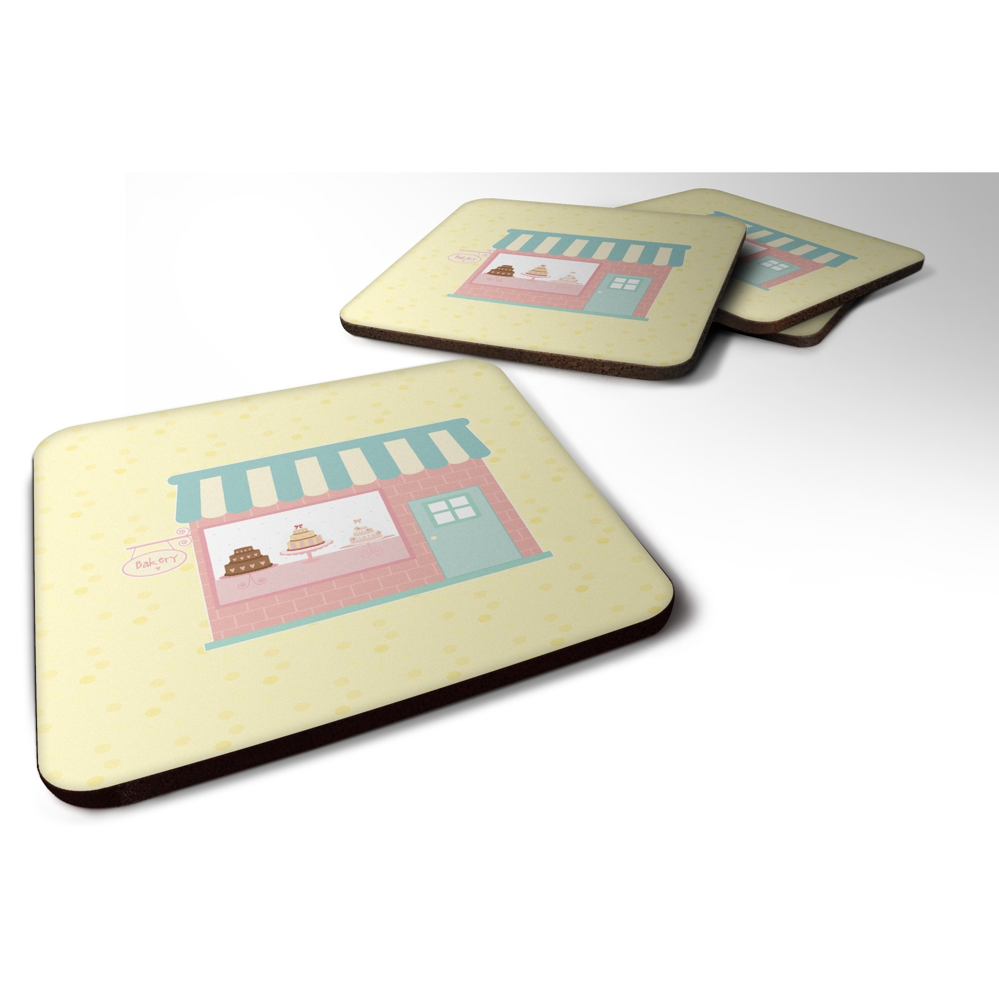 &quotCaroline's Treasures Bake Shoppe on Yellow Decorative coasters, 3.5, Multicolor"