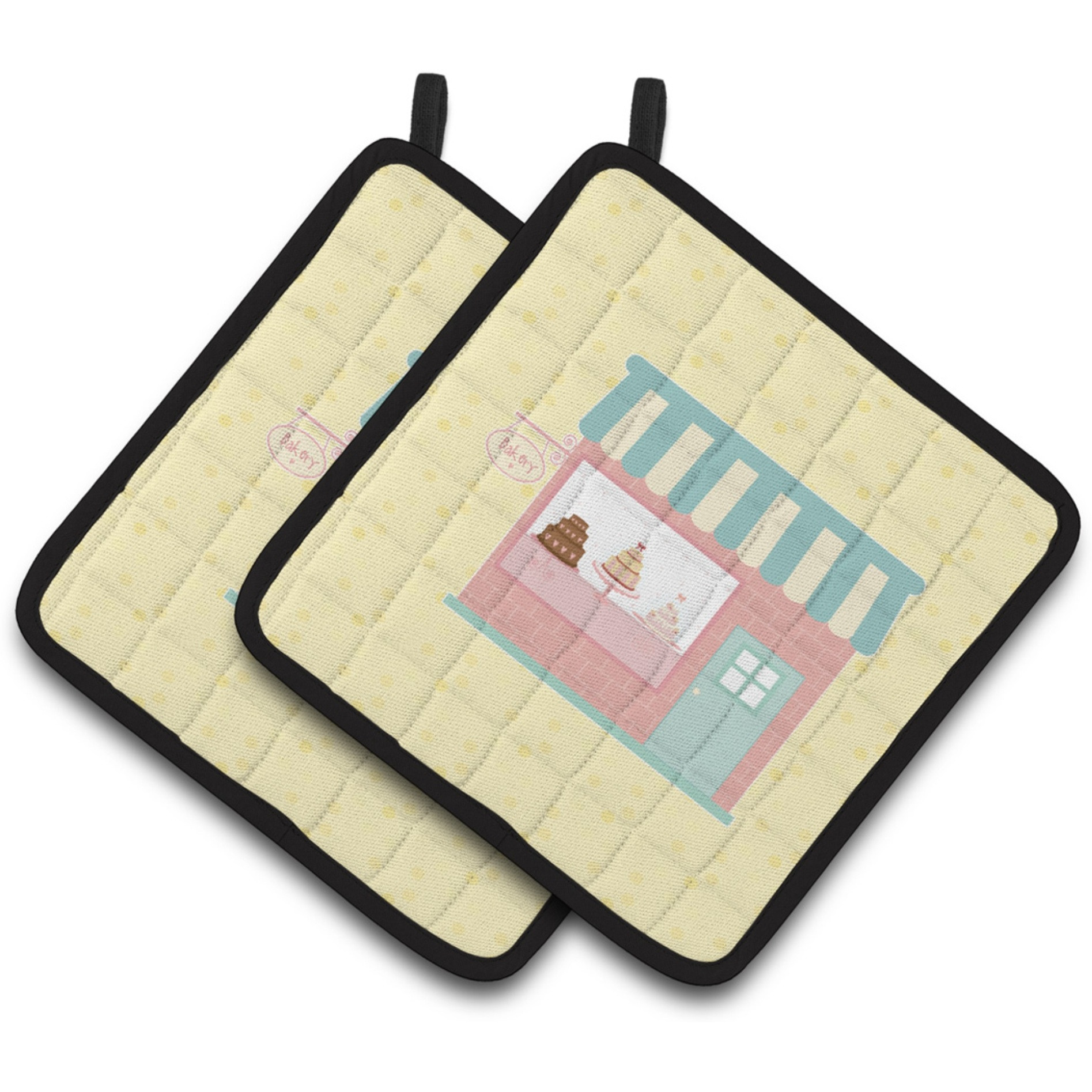 &quotCaroline's Treasures Bake Shoppe on Yellow Decorated pot holder, 7.5HX7.5W, Multicolor"