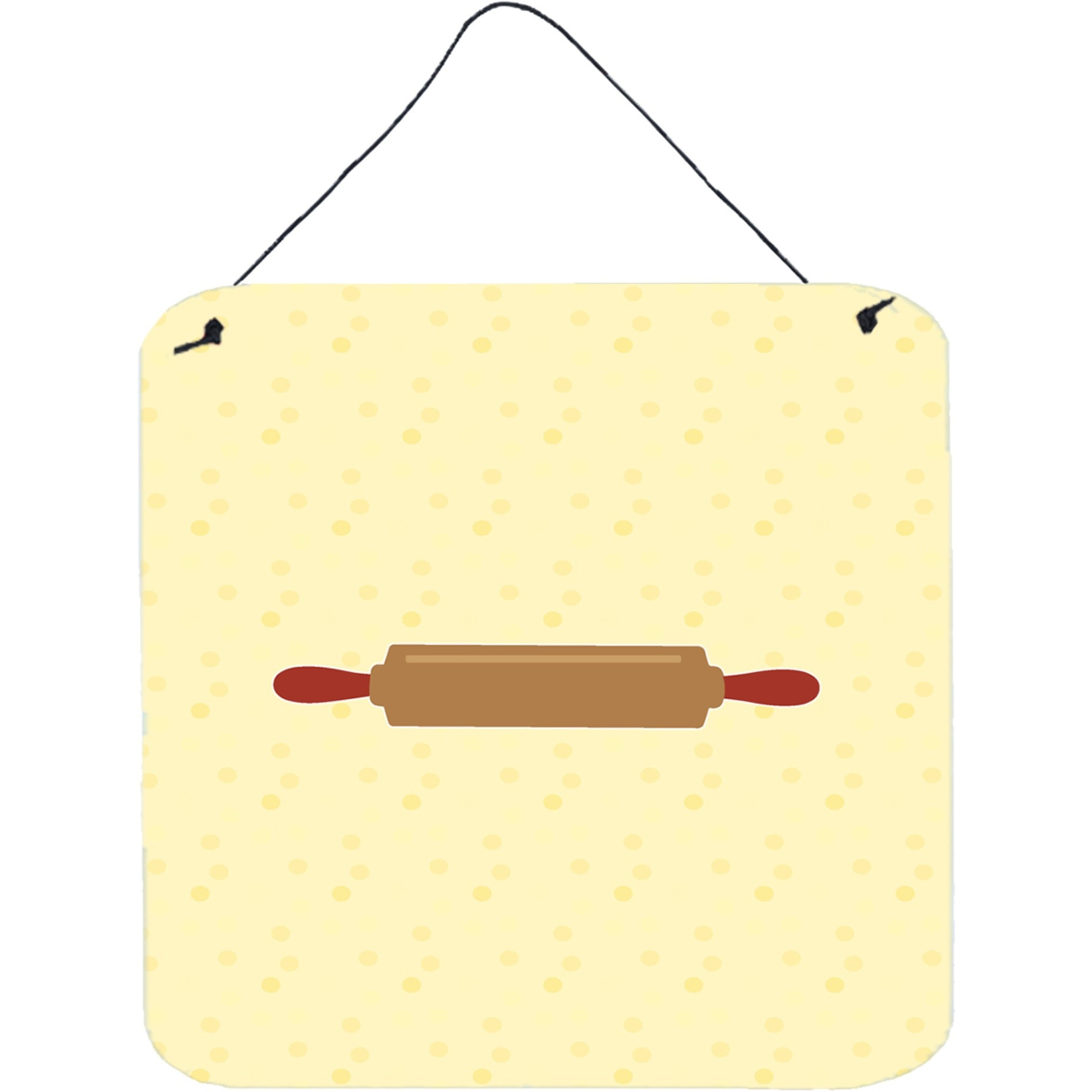 &quotCaroline's Treasures Rolling Pin on Yellow Metal Print, 6H x 6W, Multicolor"
