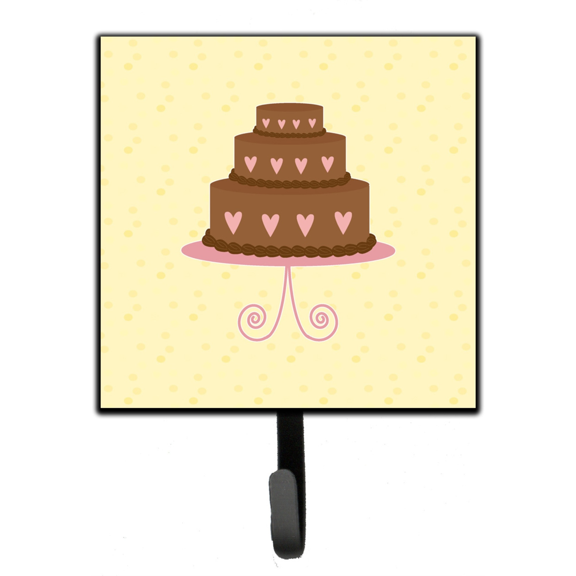 &quotCaroline's Treasures 3 Tier Heart Chocolate Cake on Yellow Wall Hook, Small, Multicolor"