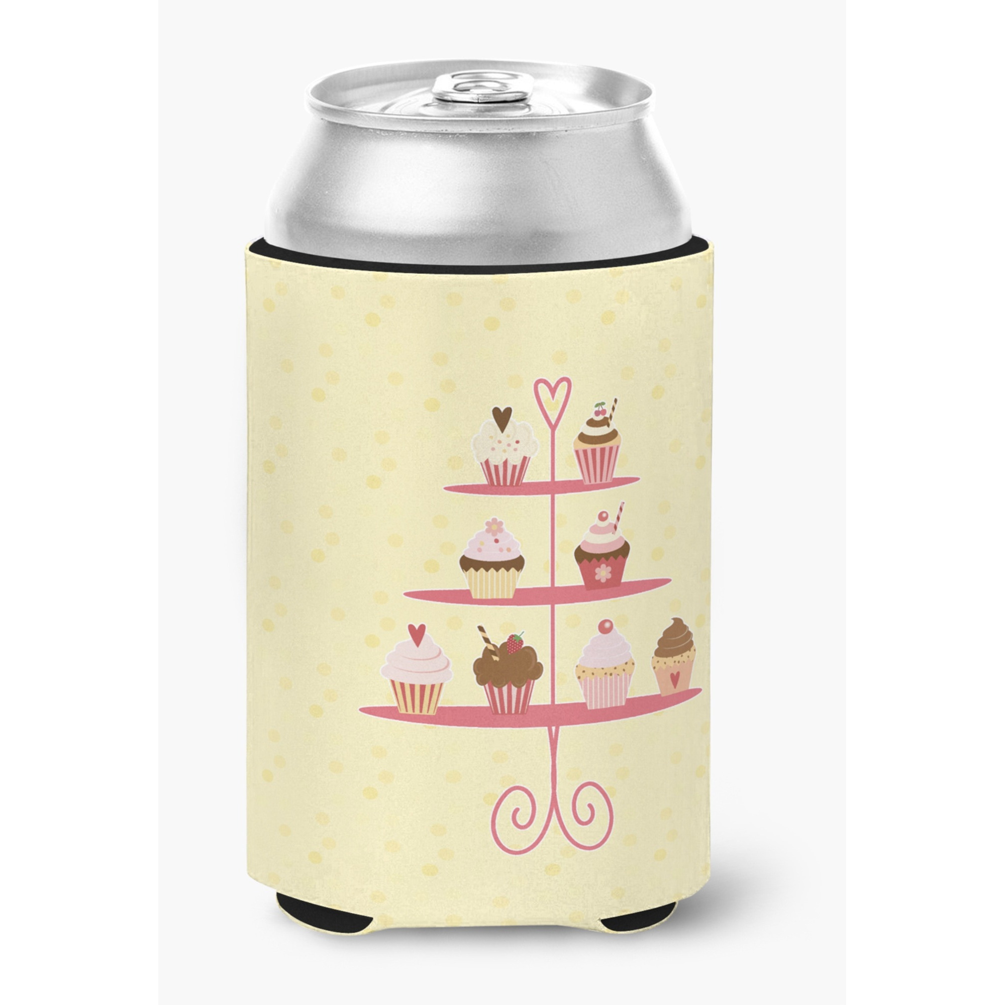 &quotCaroline's Treasures 3 Tier Cupcakes on Yellow Decorative Can Hugger, Multicolor"
