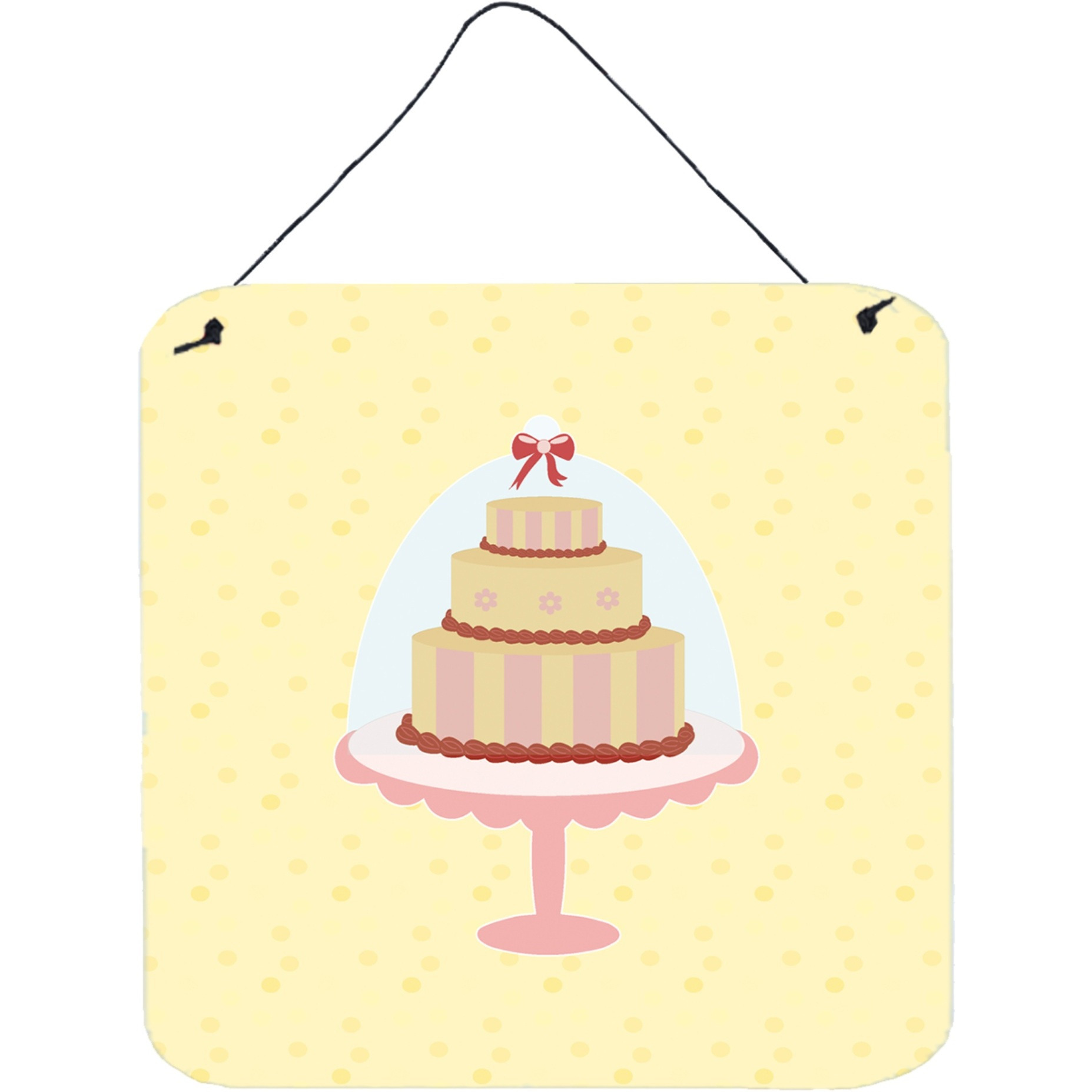 &quotCaroline's Treasures 3 Tier Cake on Yellow Metal Print, 6H x 6W, Multicolor"