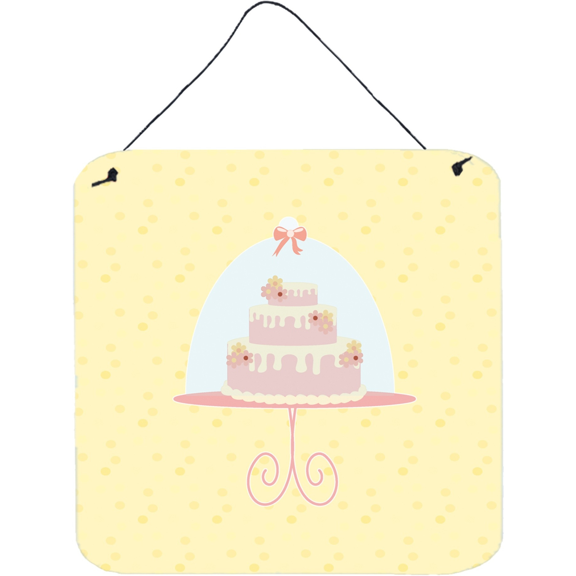 &quotCaroline's Treasures 3 Tier Cake on Yellow Metal Print, 6H x 6W, Multicolor"