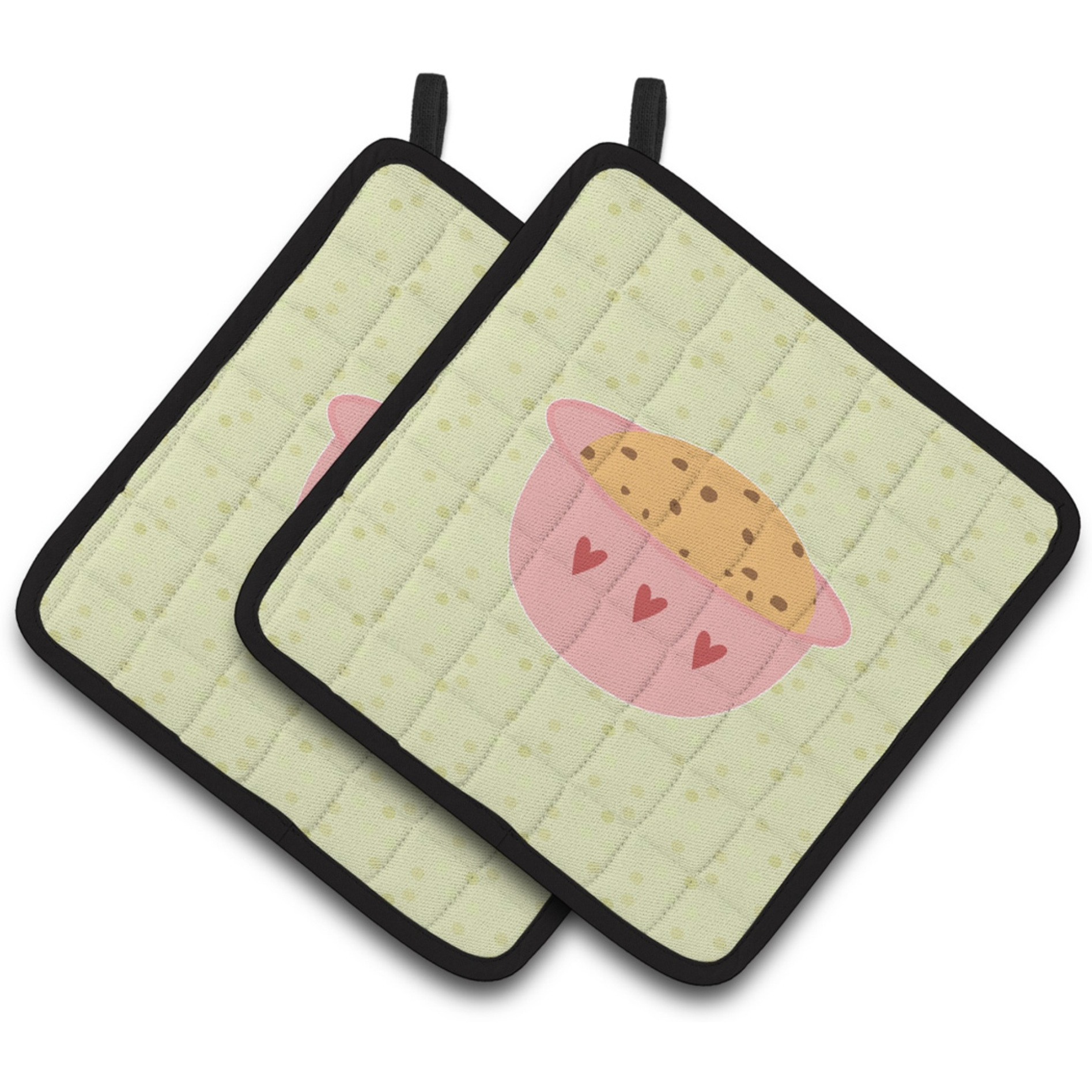 &quotCaroline's Treasures Cookie Dough on Green Decorated pot holder, 7.5HX7.5W, Multicolor"