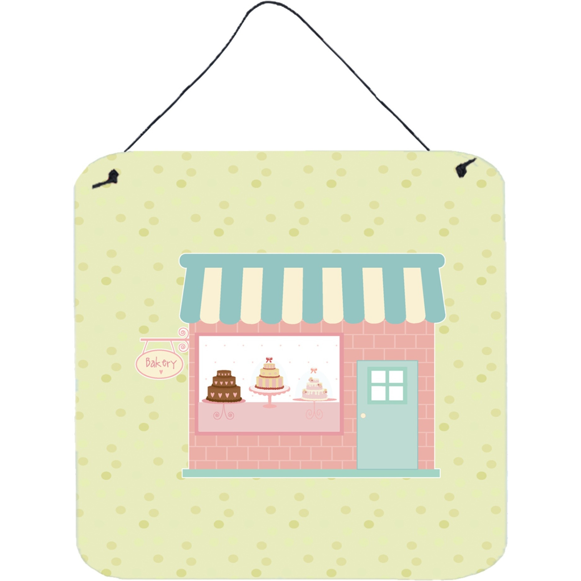 &quotCaroline's Treasures Bake Shoppe on Green Metal Print, 6H x 6W, Multicolor"