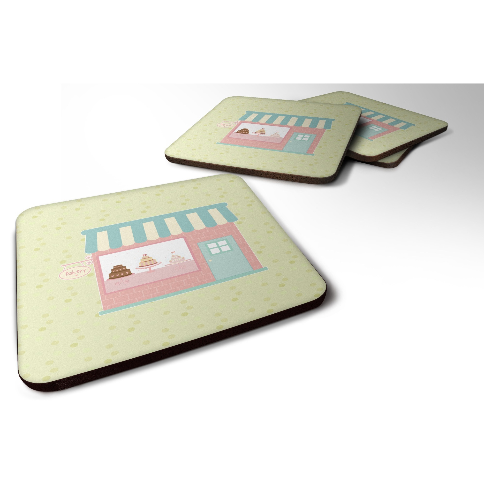 &quotCaroline's Treasures Bake Shoppe on Green Decorative coasters, 3.5, Multicolor"