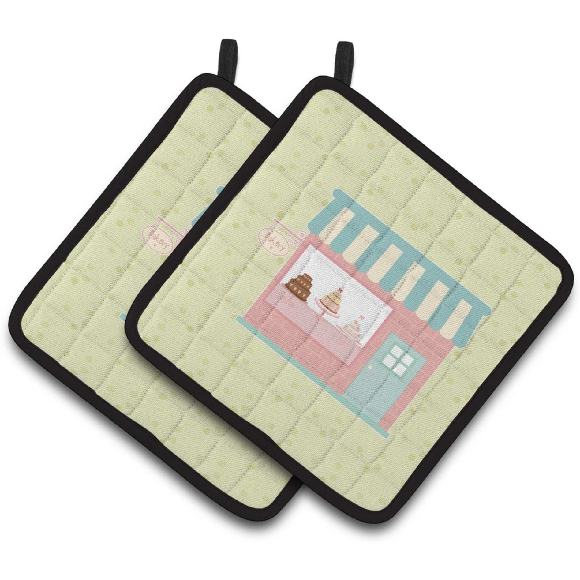 &quotCaroline's Treasures Bake Shoppe on Green Decorated pot holder, 7.5HX7.5W, Multicolor"