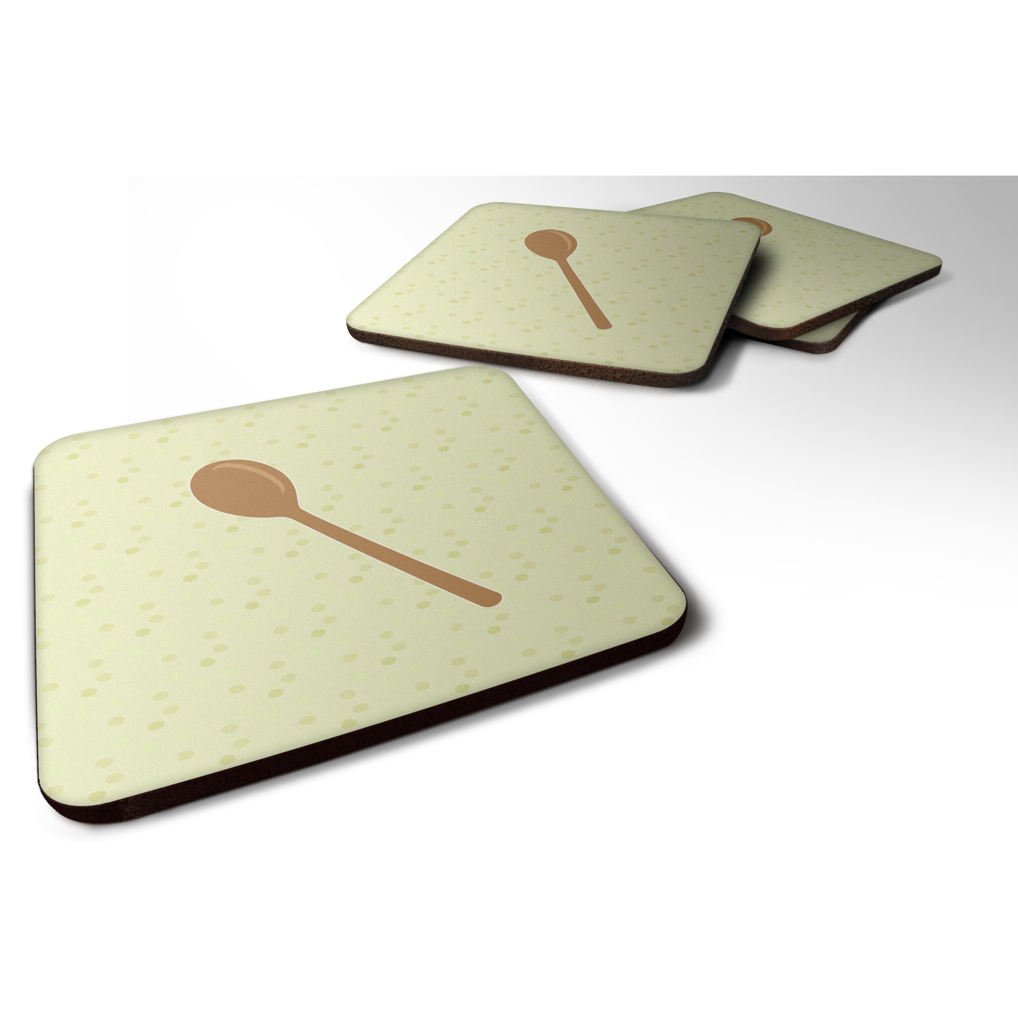 &quotCaroline's Treasures Wooden Spoon on Green Decorative coasters, 3.5, Multicolor"