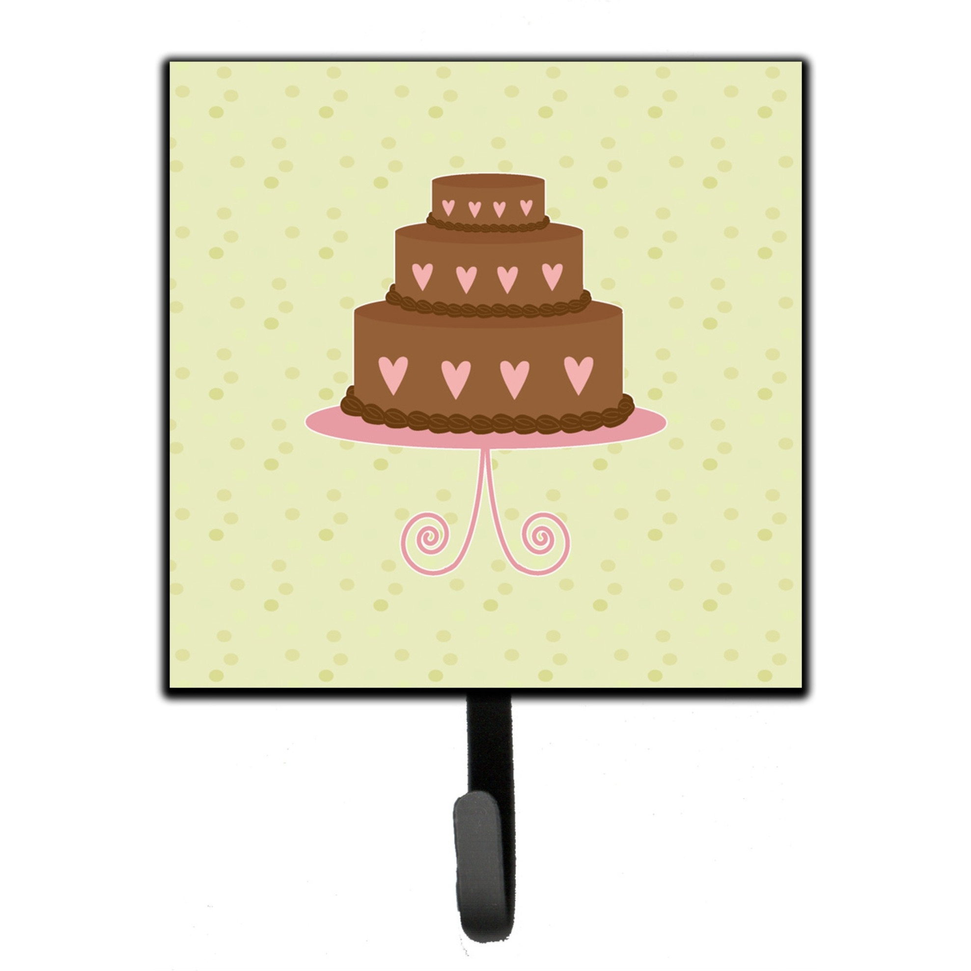 &quotCaroline's Treasures Heart Chocolate Cake on Green Wall Hook, Small, Multicolor"