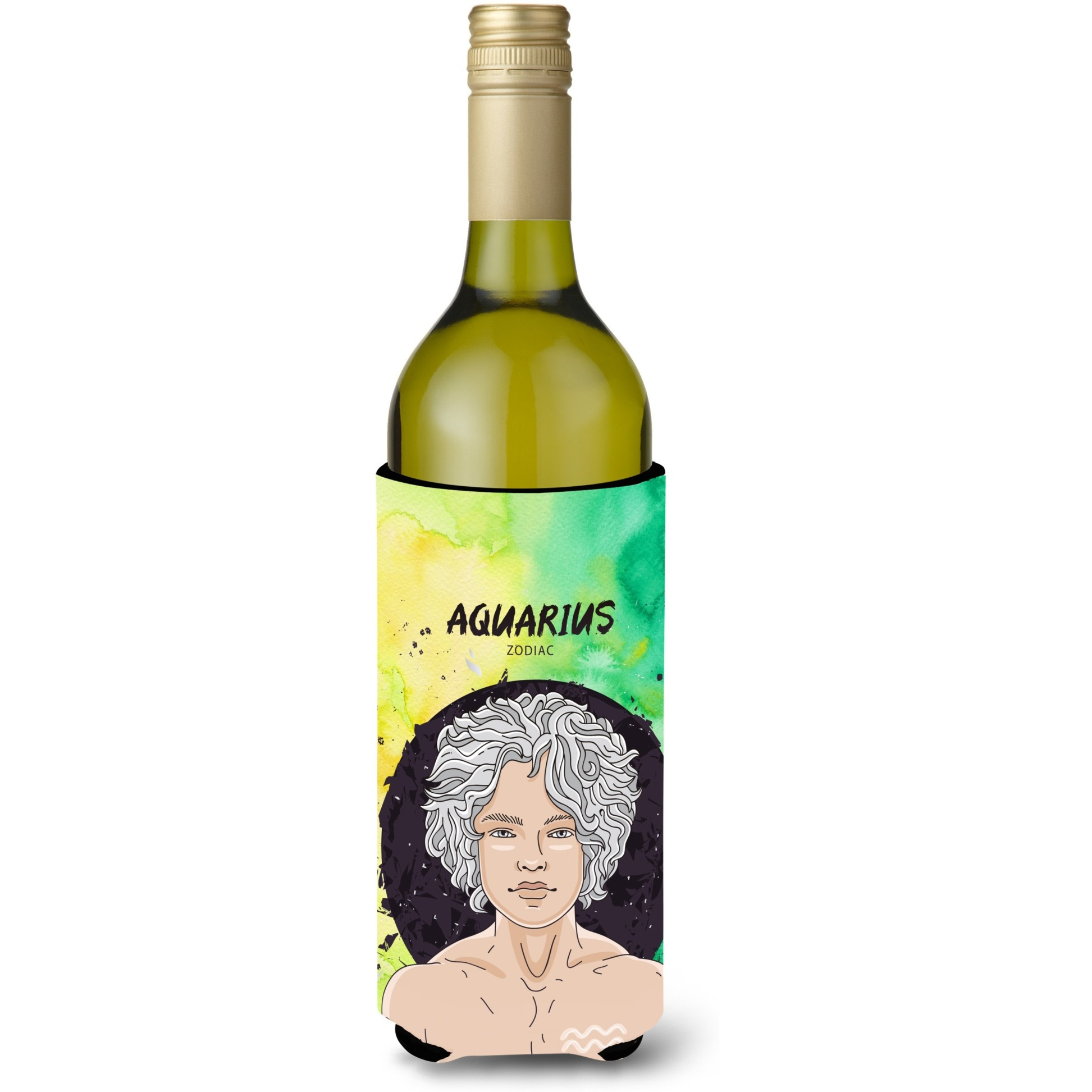 &quotCaroline's Treasures Aquarius Zodiac Sign Decorative Bottle Hugger, 750 ml, Multicolor"