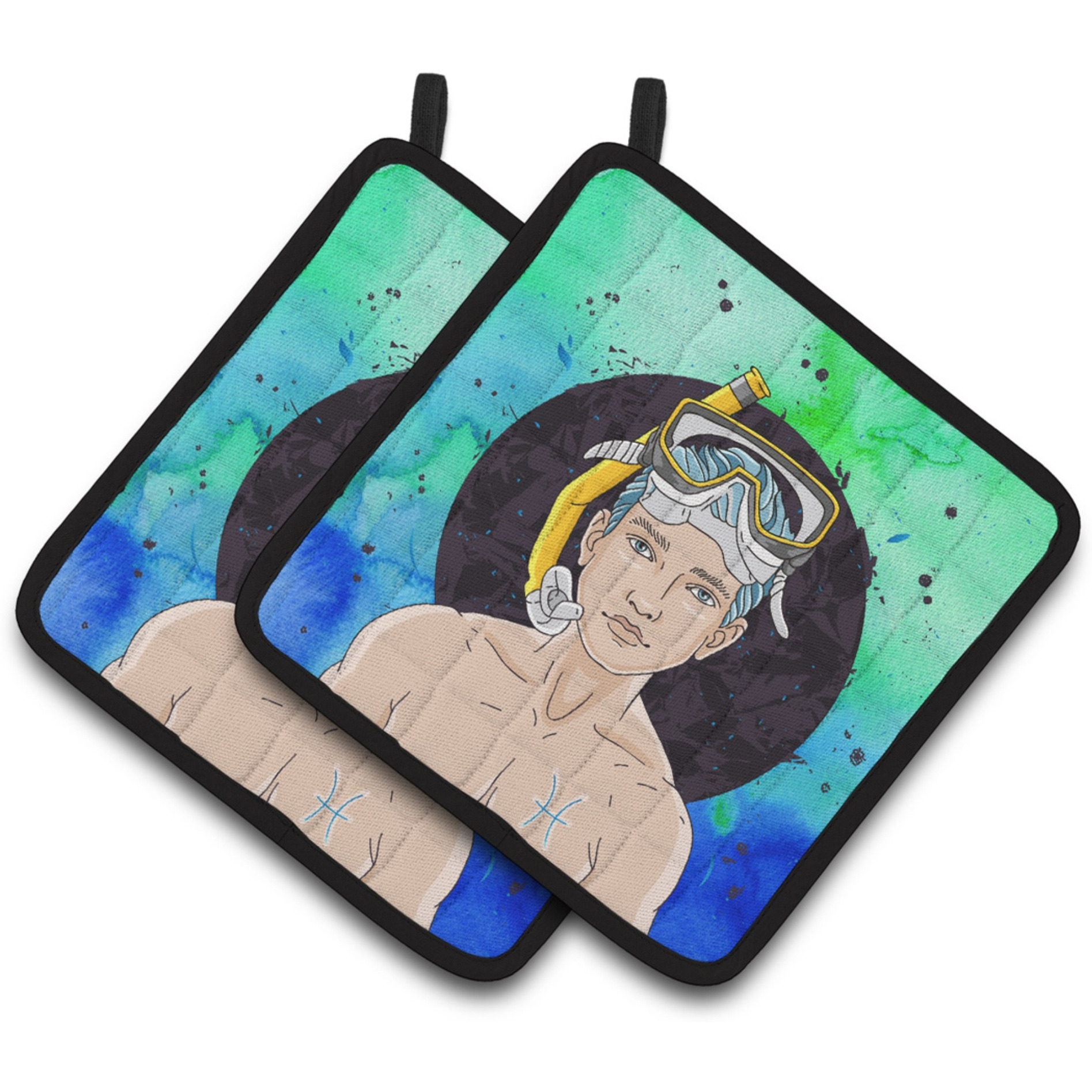 &quotCaroline's Treasures Pisces Zodiac Sign Decorated pot holder, 7.5HX7.5W, Multicolor"