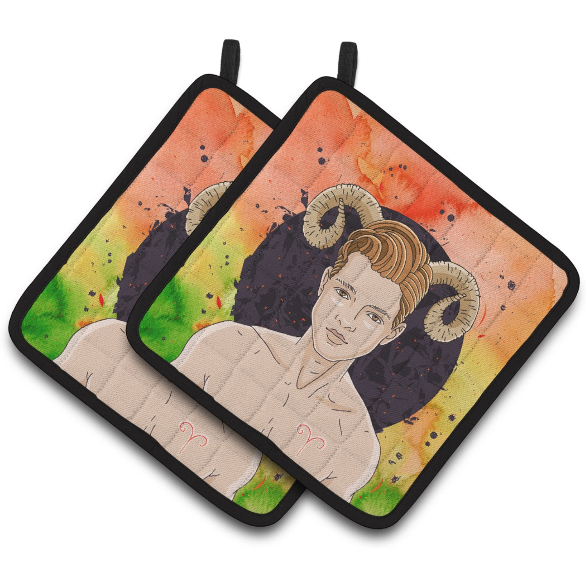 &quotCaroline's Treasures Aries Zodiac Sign Decorated pot holder, 7.5HX7.5W, Multicolor"
