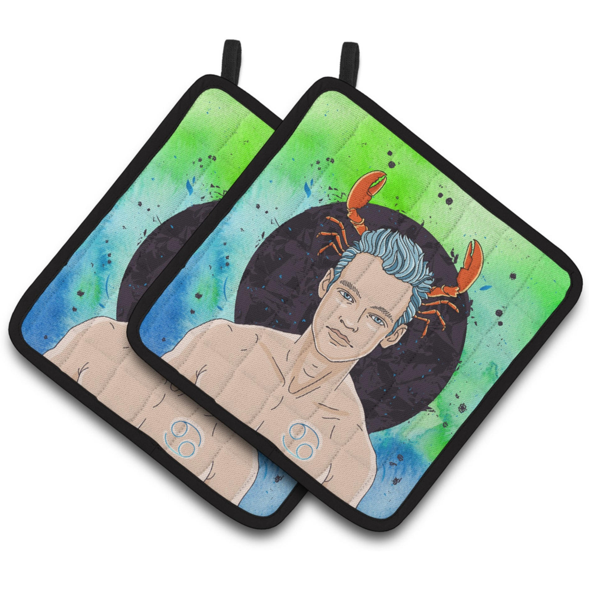 &quotCaroline's Treasures Cancer Zodiac Sign Decorated pot holder, 7.5HX7.5W, Multicolor"