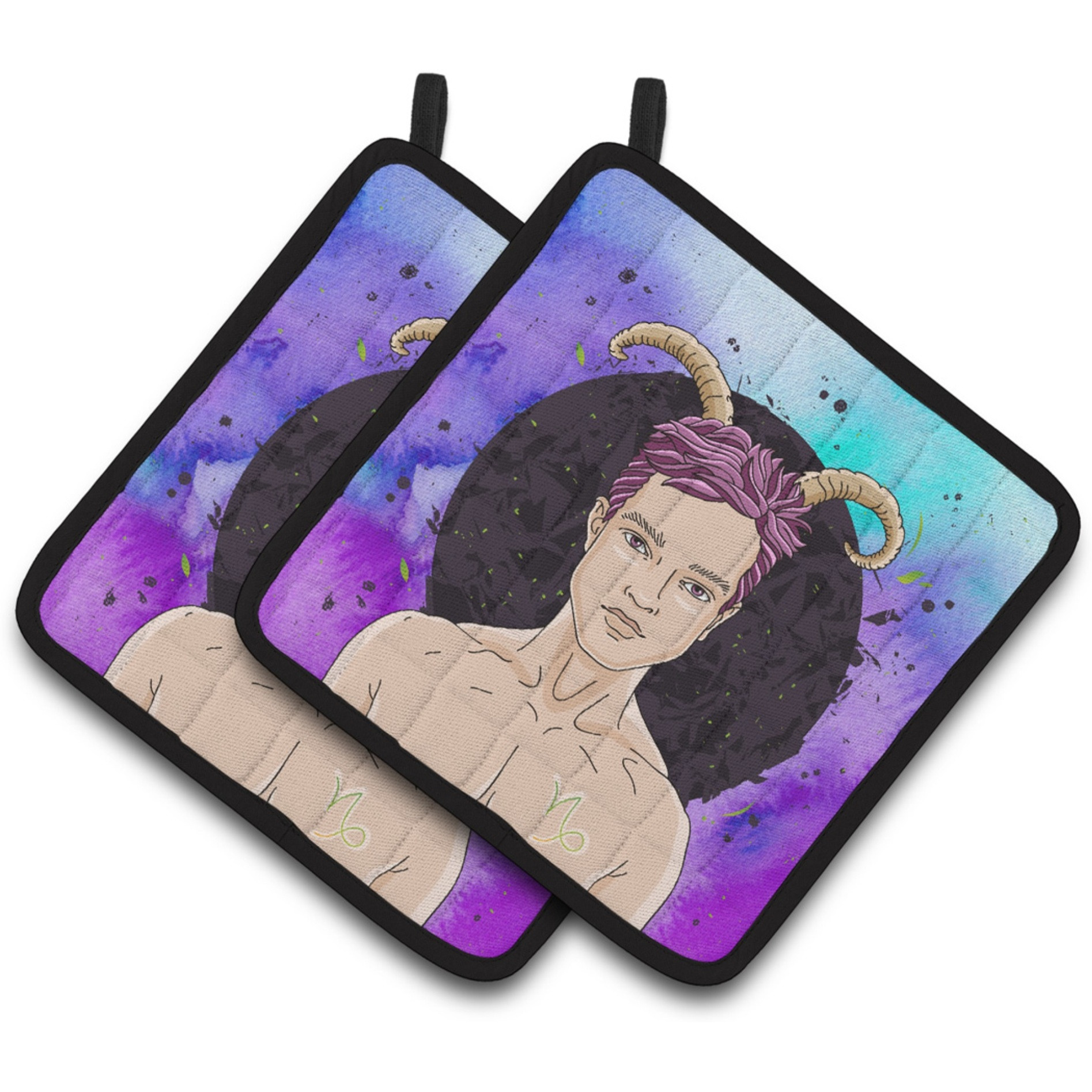 &quotCaroline's Treasures Capricorn Zodiac Sign Decorated pot holder, 7.5HX7.5W, Multicolor"