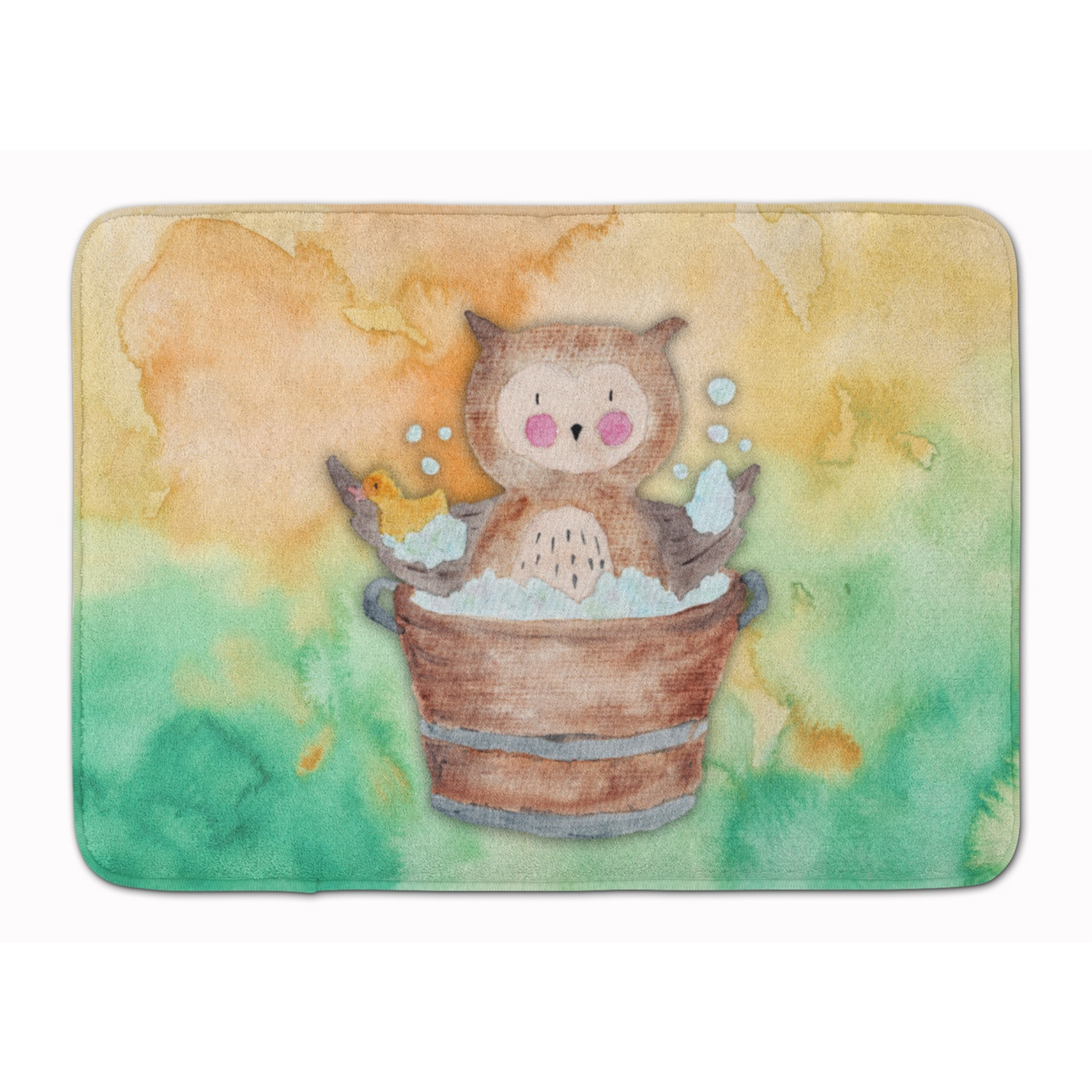 &quotCaroline's Treasures Owl Bathing Watercolor Floor Mat, 19"&quotH x 27"&quotW, Multicolor"