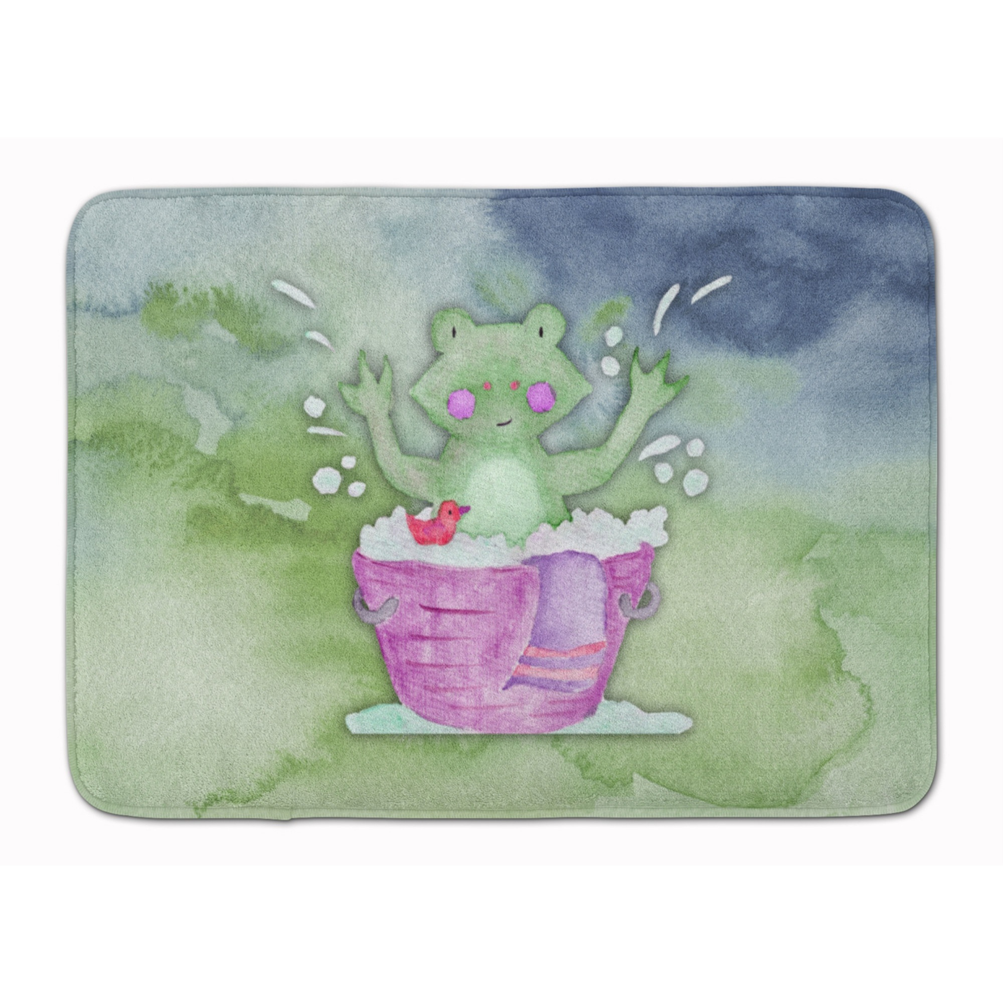 &quotCaroline's Treasures Frog Bathing Watercolor Floor Mat, 19"&quotH x 27"&quotW, Multicolor"