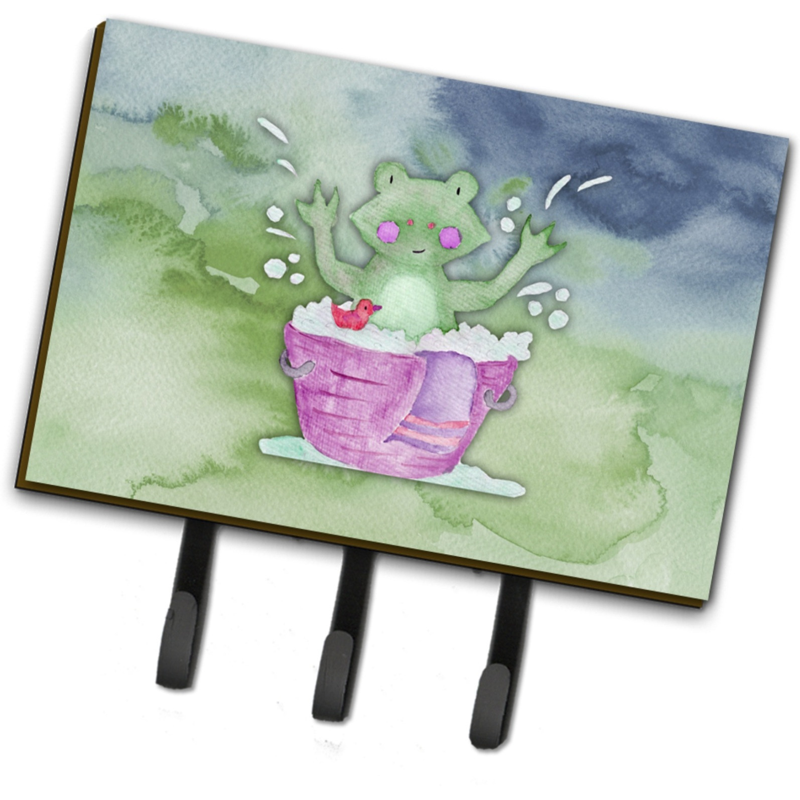 &quotCaroline's Treasures Frog Bathing Watercolor Wall Hook, Triple, Multicolor"