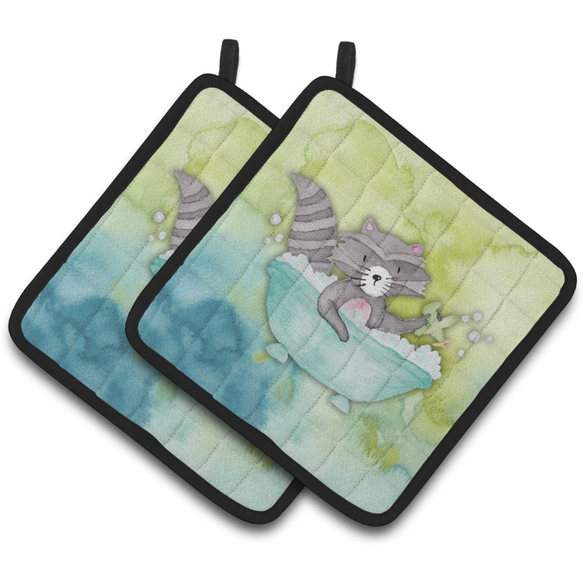 &quotCaroline's Treasures Raccoon Bathing Watercolor Decorated pot holder, 7.5"&quotH x 7.5"&quotW, Multicolor"