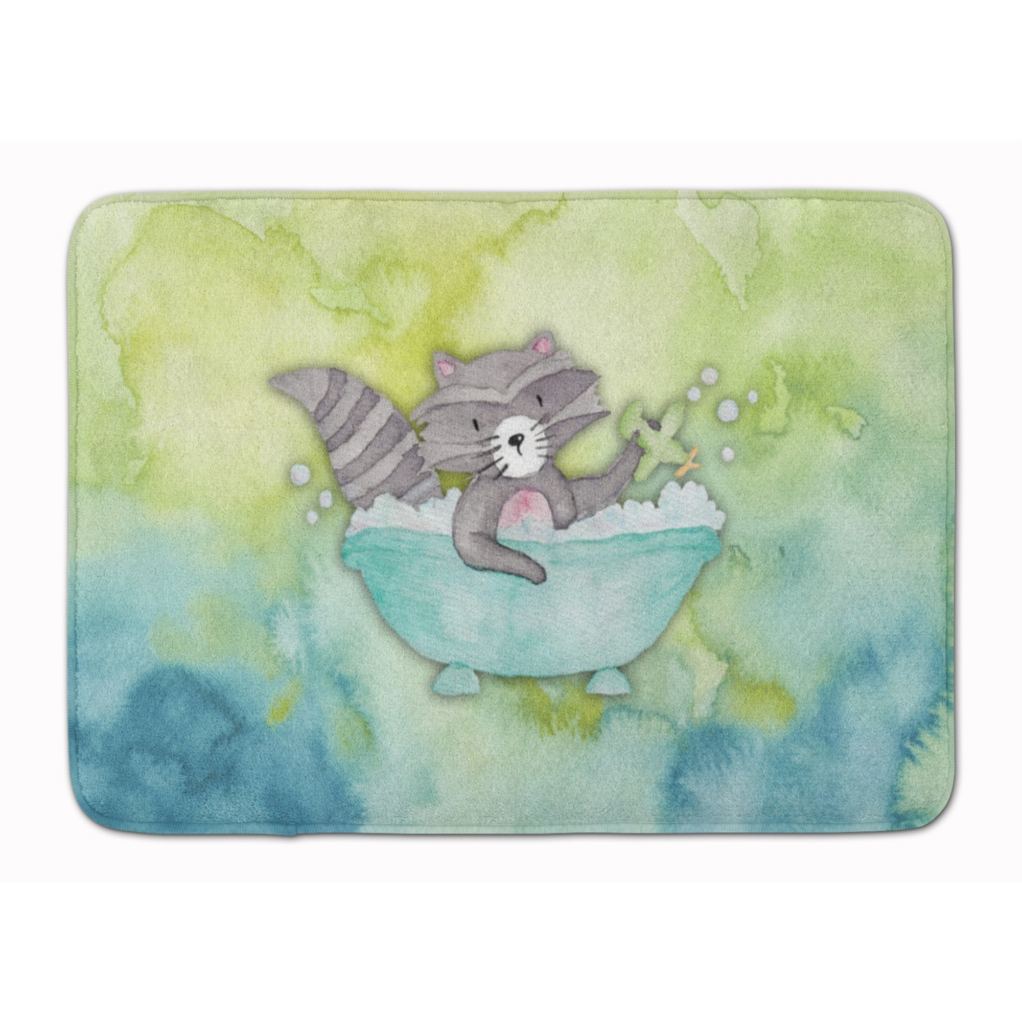 &quotCaroline's Treasures Raccoon Bathing Watercolor Floor Mat, 19"&quotH x 27"&quotW, Multicolor"