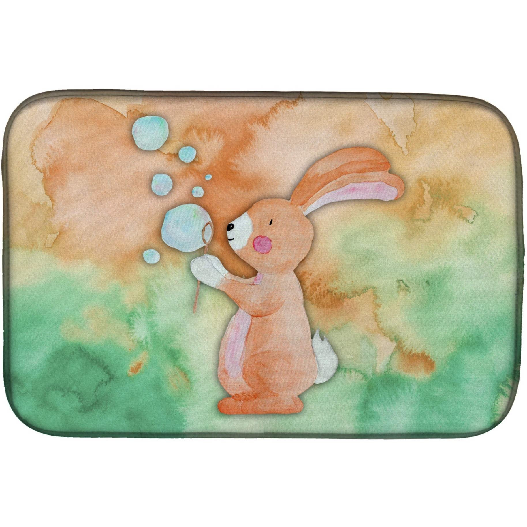 &quotCaroline's Treasures Rabbit And Bubbles Watercolor Dish Drying Mat, 14"" x 21"", Multicolor"