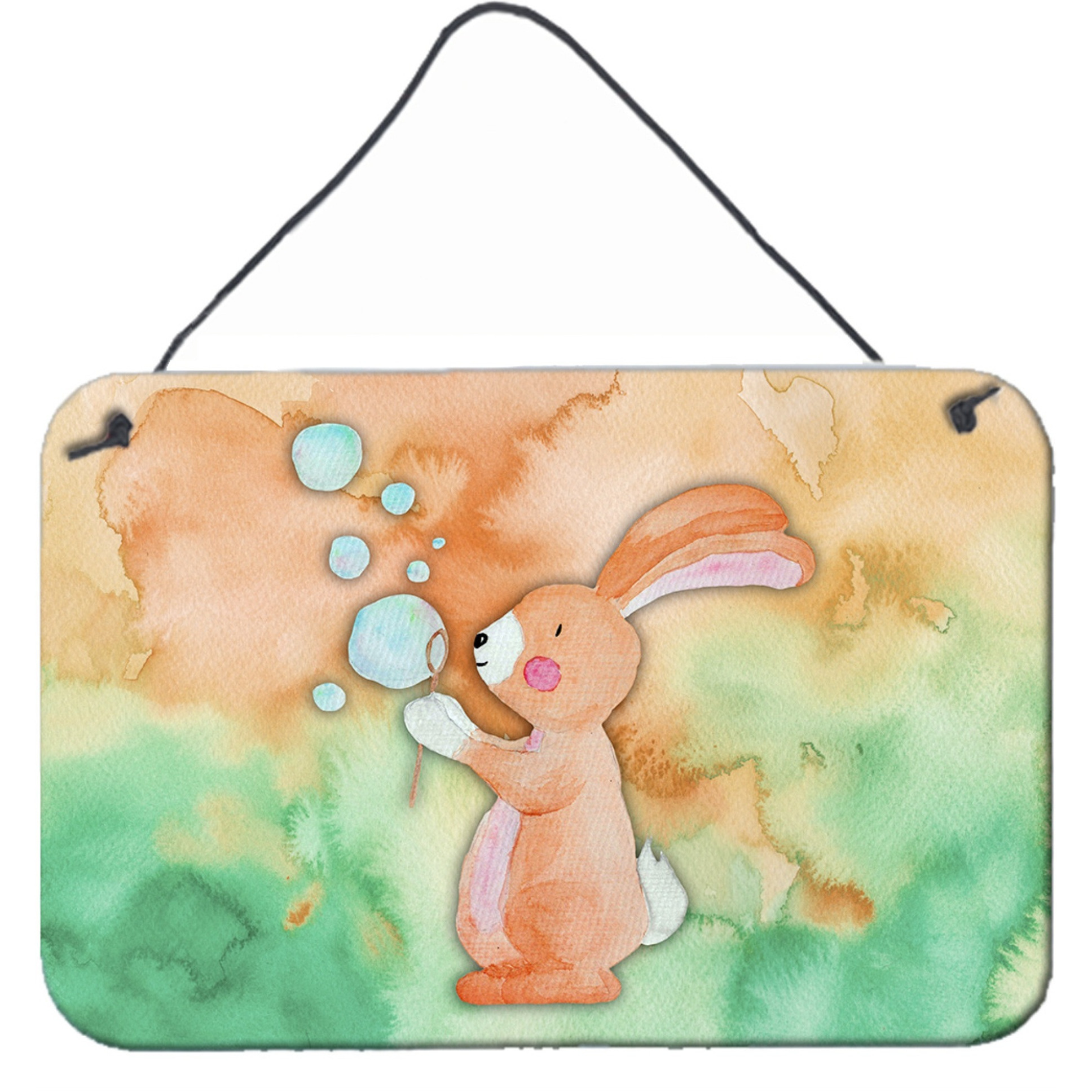 &quotCaroline's Treasures Rabbit and Bubbles Watercolor Metal Print, 8"&quotH x 12"&quotW, Multicolor"
