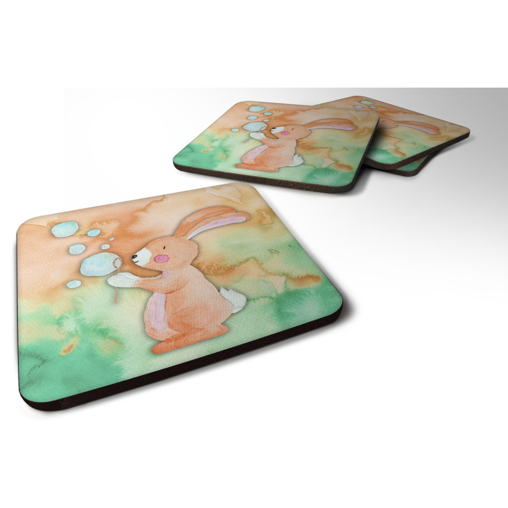 &quotCaroline's Treasures Rabbit and Bubbles Watercolor Decorative coasters, 3.5, Multicolor"