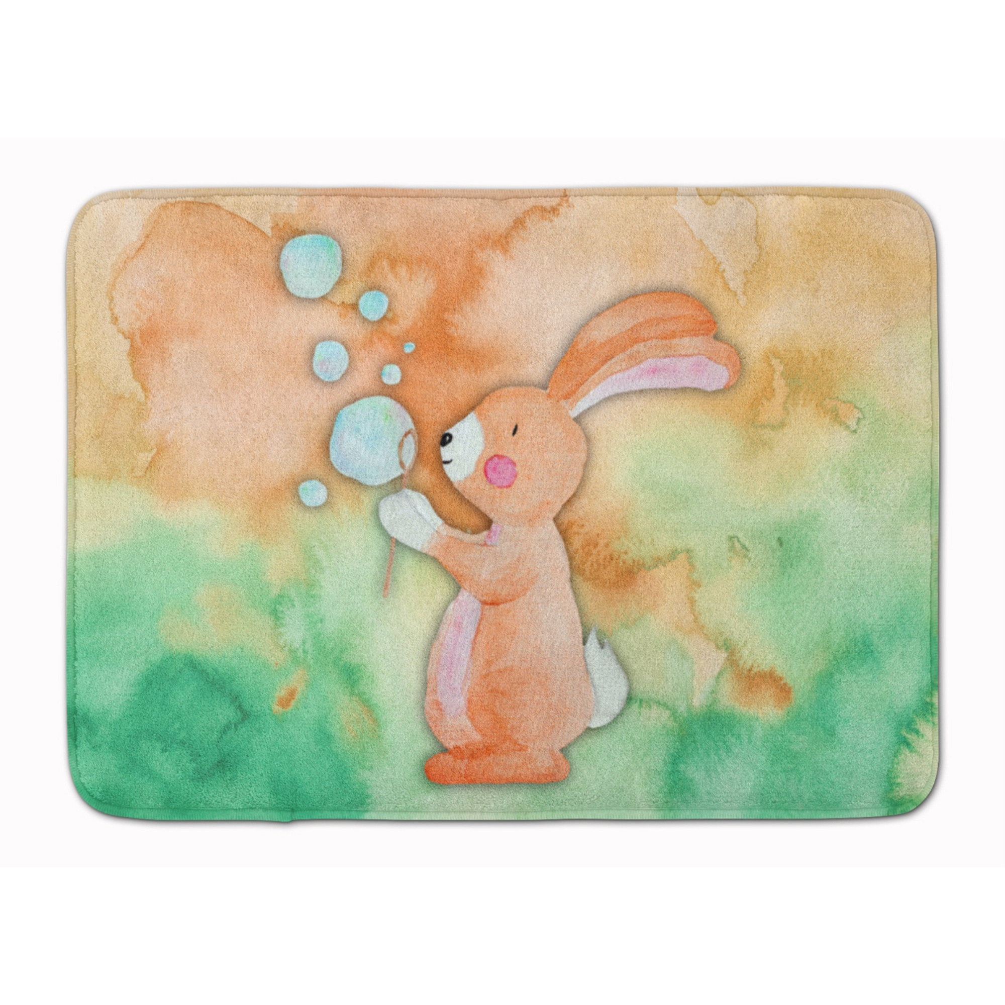 &quotCaroline's Treasures Rabbit and Bubbles Watercolor Floor Mat, 19"&quotH x 27"&quotW, Multicolor"