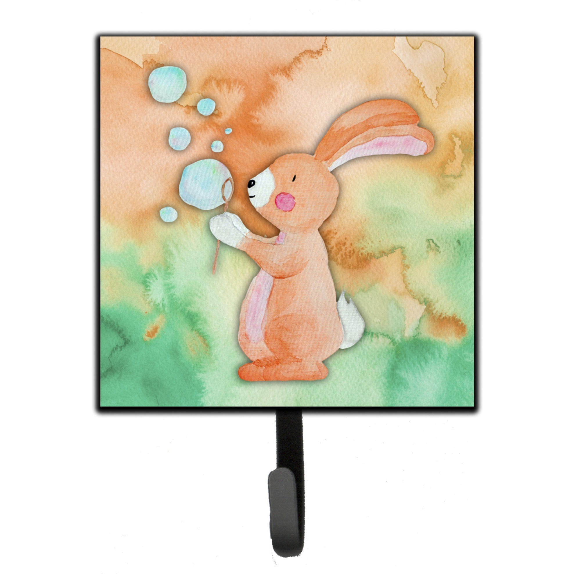 &quotCaroline's Treasures Rabbit and Bubbles Watercolor Wall Hook, Small, Multicolor"