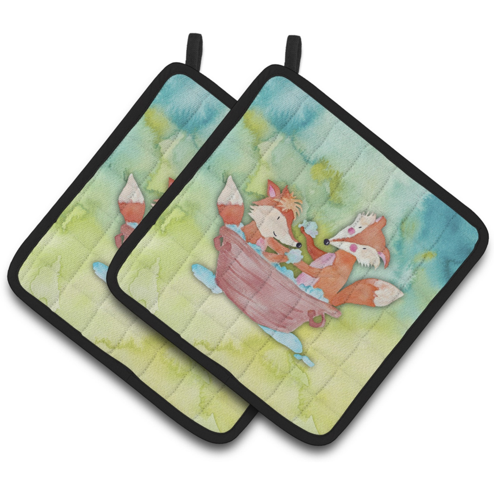 &quotCaroline's Treasures Foxes Bathing Watercolor Decorated pot holder, 7.5"&quotH x 7.5"&quotW, Multicolor"