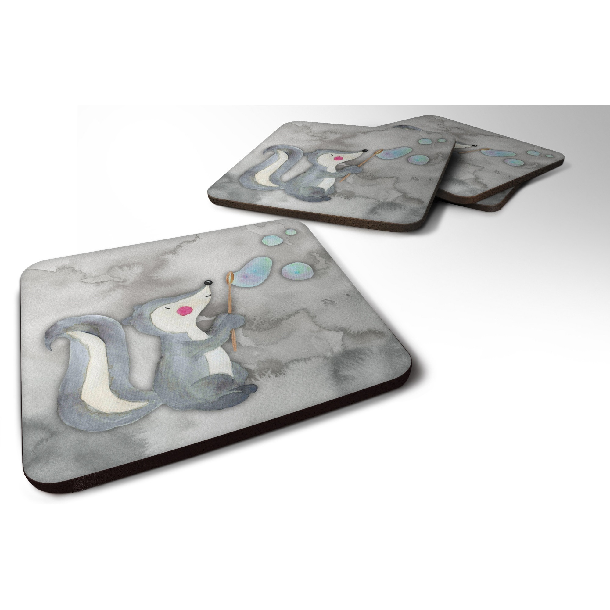 &quotCaroline's Treasures Skunk and Bubbles Watercolor Decorative coasters, 3.5, Multicolor"