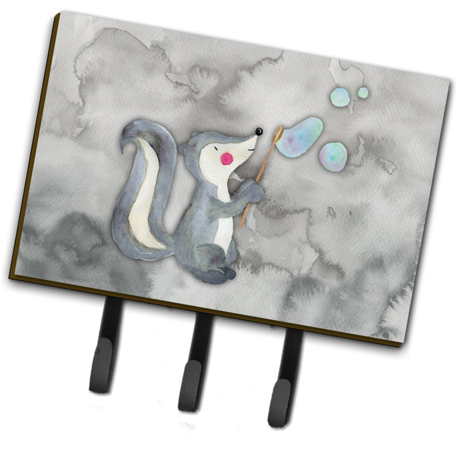 &quotCaroline's Treasures Skunk and Bubbles Watercolor Wall Hook, Triple, Multicolor"