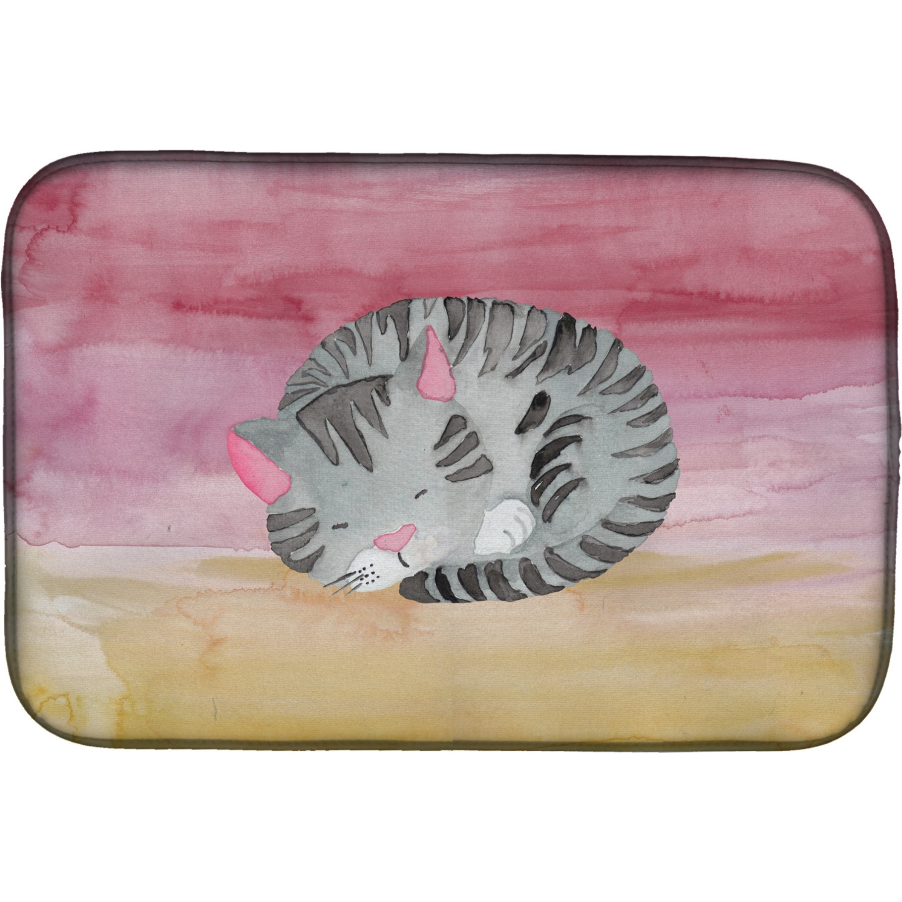 &quotCaroline's Treasures Sleeping Grey Cat Watercolor Dish Drying Mat, 14"" x 21"", Multicolor"