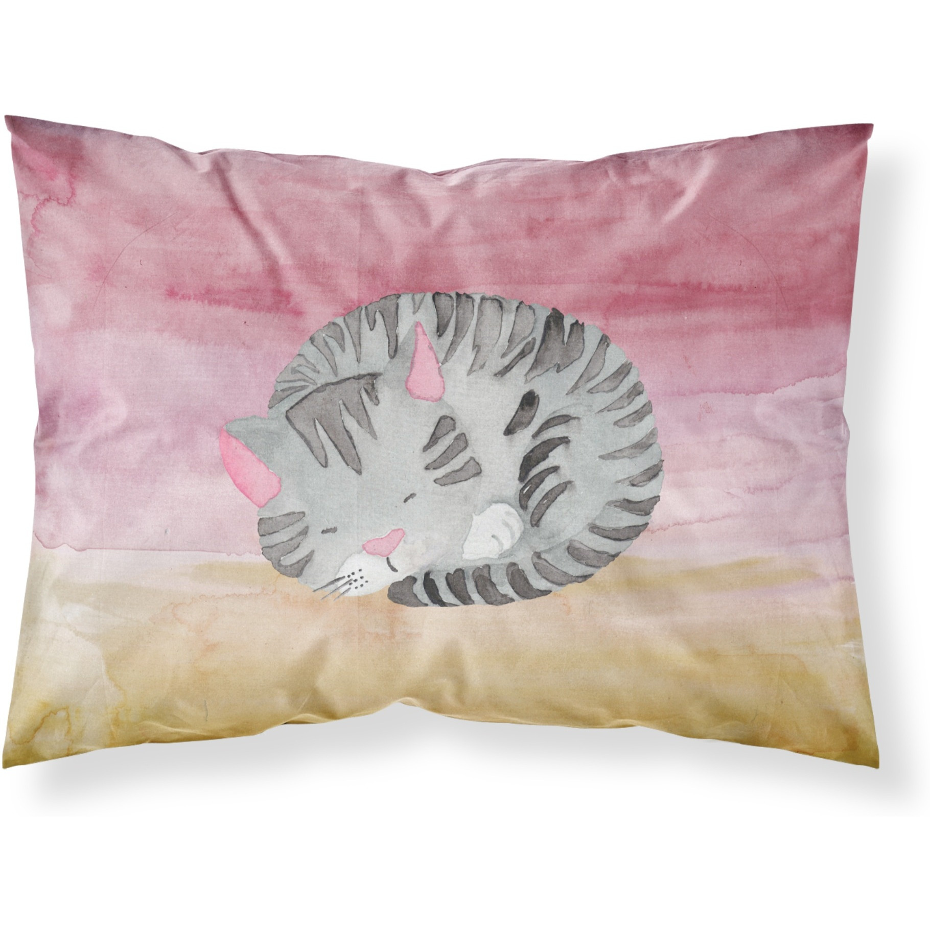 &quotCaroline's Treasures "&quotSleeping Grey Cat Watercolor"" Printed, Polyester Envelope Closure pillowcase, Standard, Multicolor"