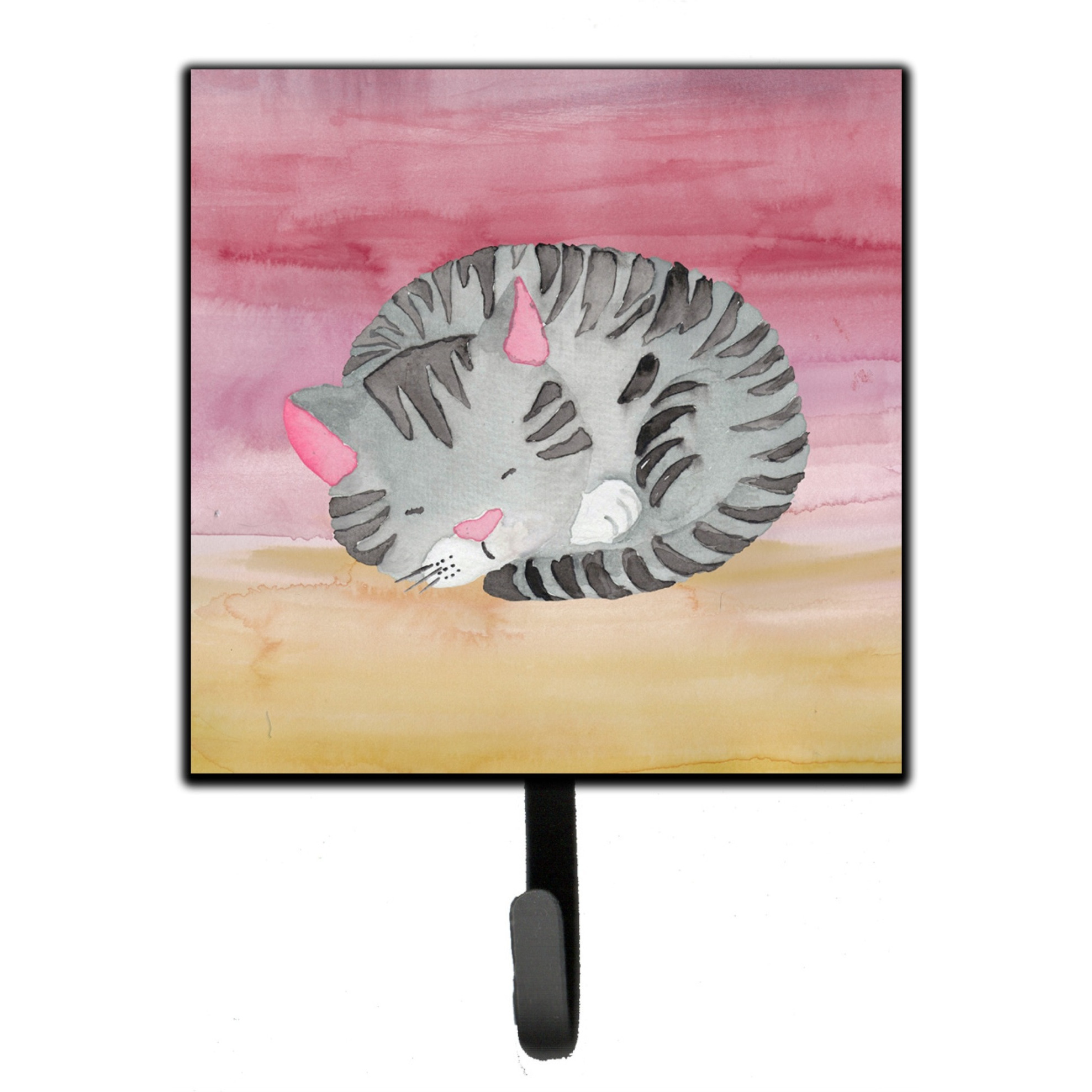 &quotCaroline's Treasures Sleeping Grey Cat Watercolor Wall Hook, Small, Multicolor"