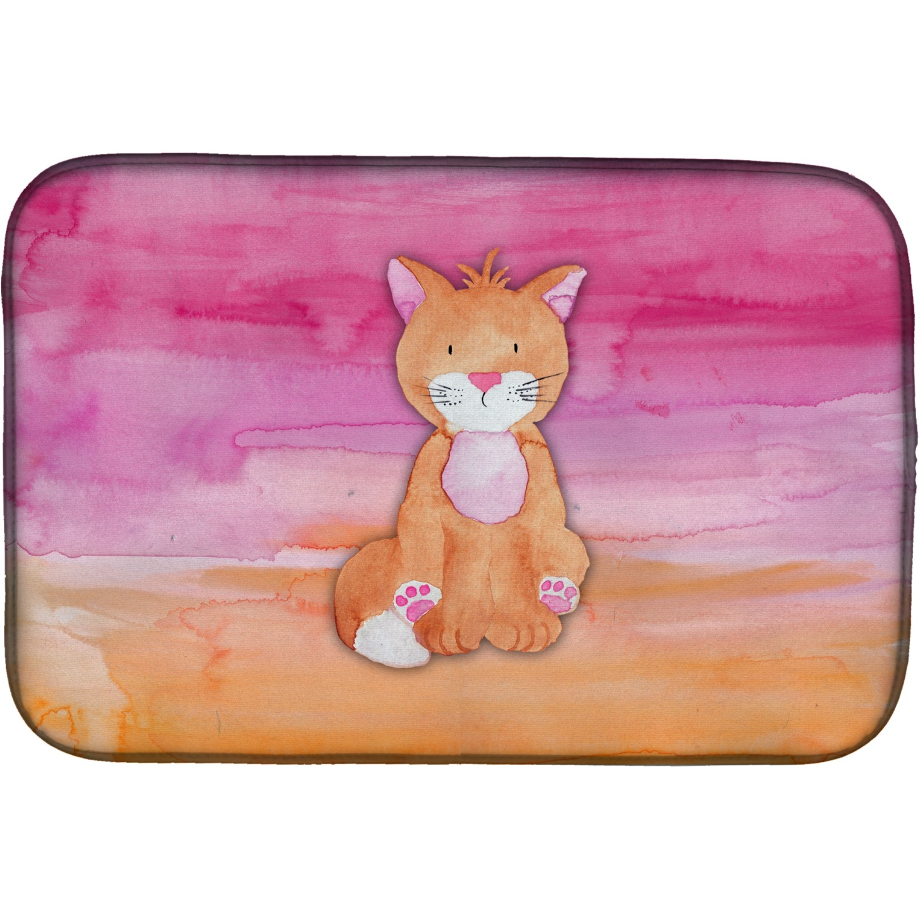 &quotCaroline's Treasures Orange Cat Watercolor Dish Drying Mat, 14"" x 21"", Multicolor"
