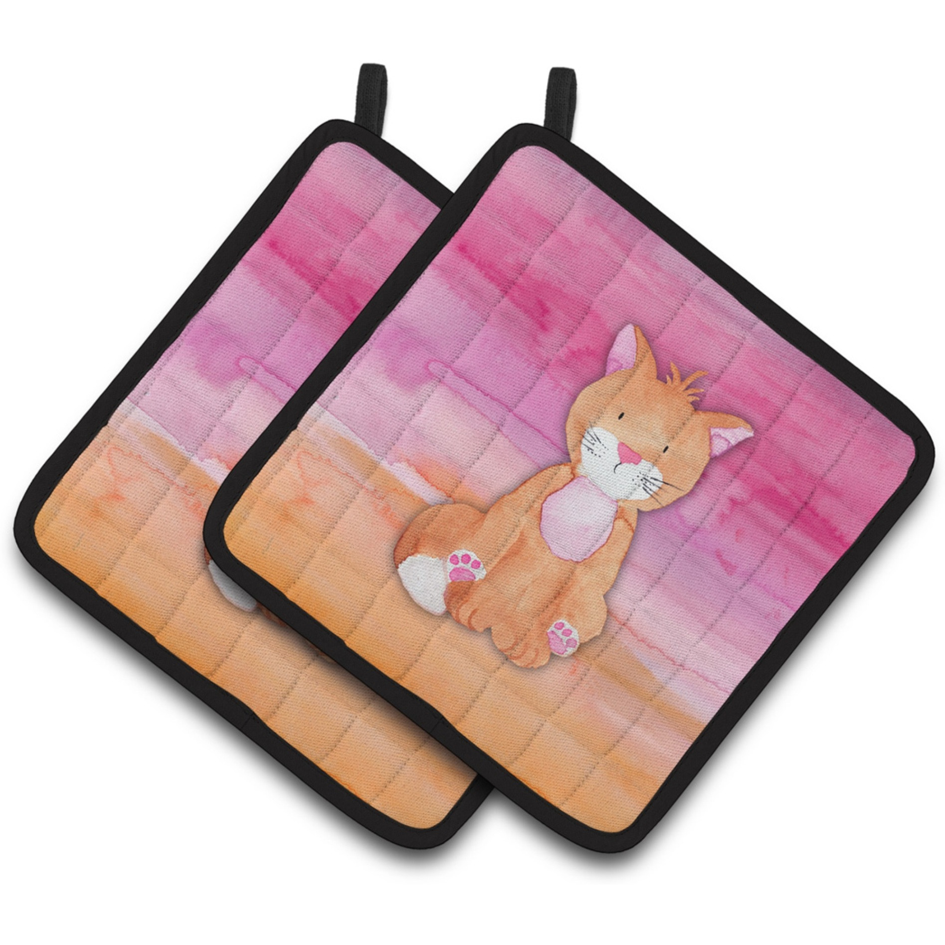 &quotCaroline's Treasures Orange Cat Watercolor Decorated pot holder, 7.5"&quotH x 7.5"&quotW, Multicolor"