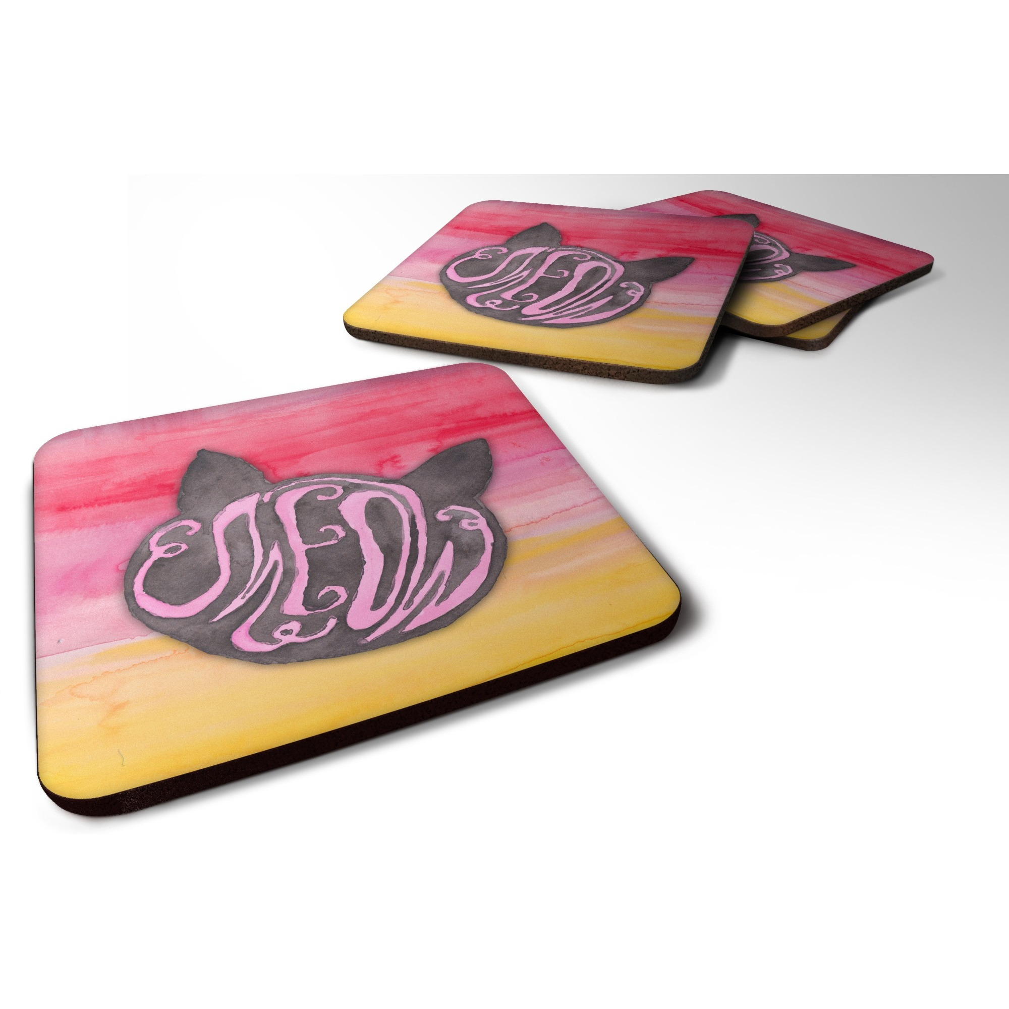 &quotCaroline's Treasures Cat Face Meow Watercolor Decorative coasters, 3.5, Multicolor"