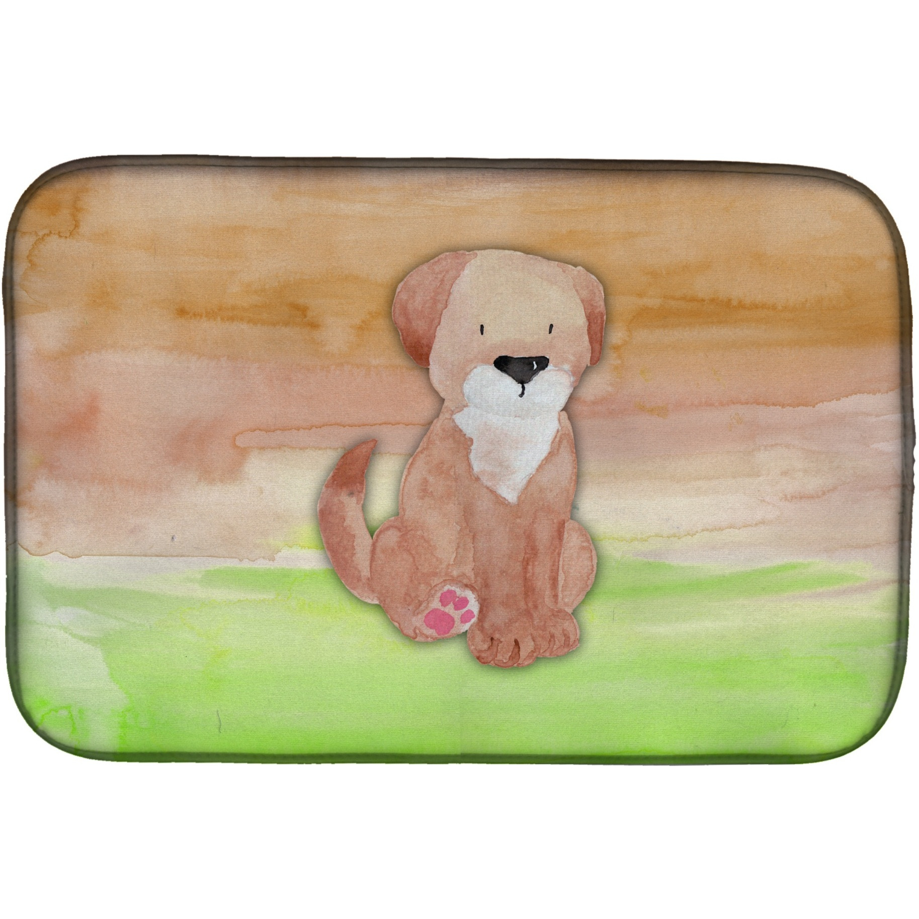 &quotCaroline's Treasures Dog Green And Brown Watercolor Dish Drying Mat, 14"" x 21"", Multicolor"