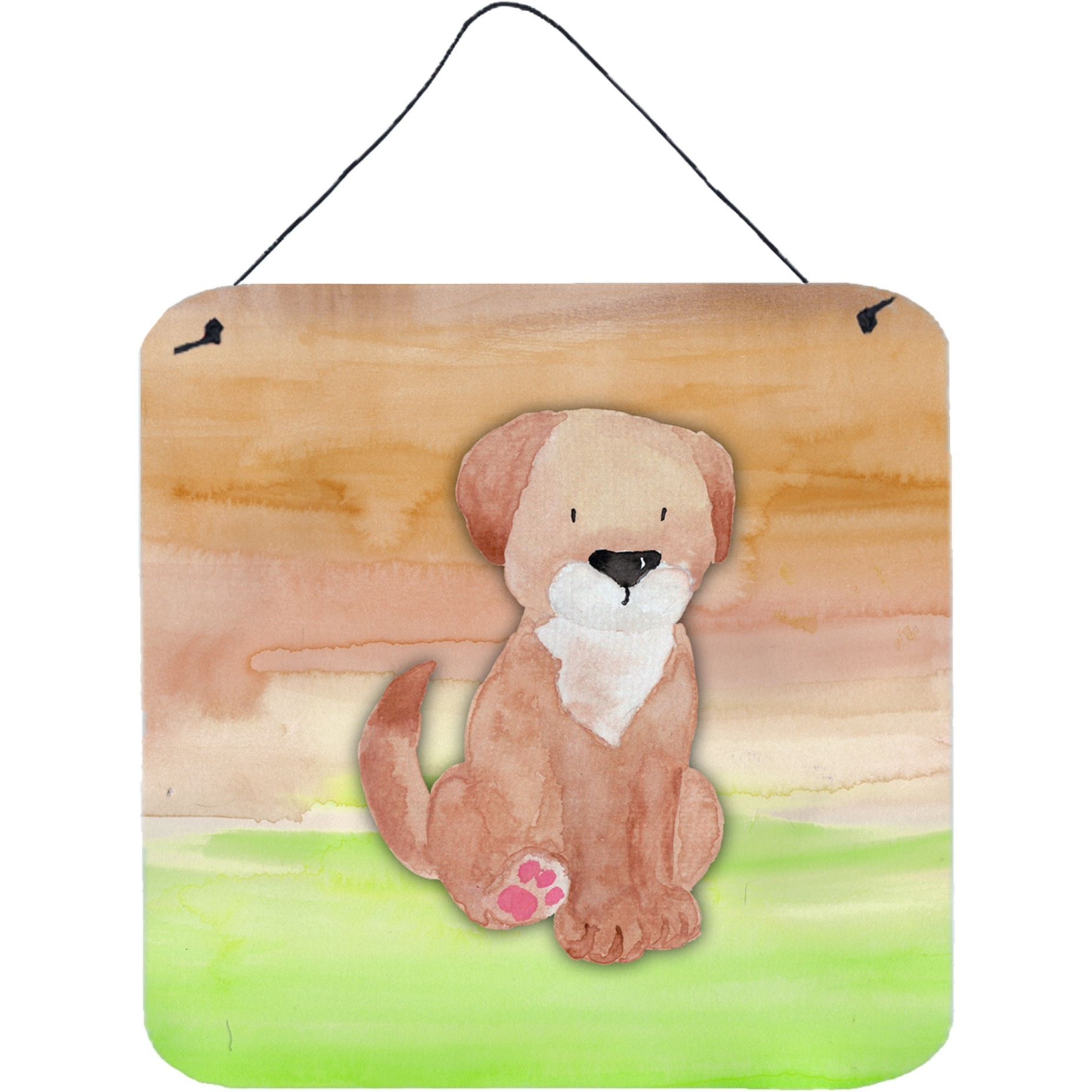 &quotCaroline's Treasures Dog Green and Brown Watercolor Metal Print, 6"&quotH x 6"&quotW, Multicolor"