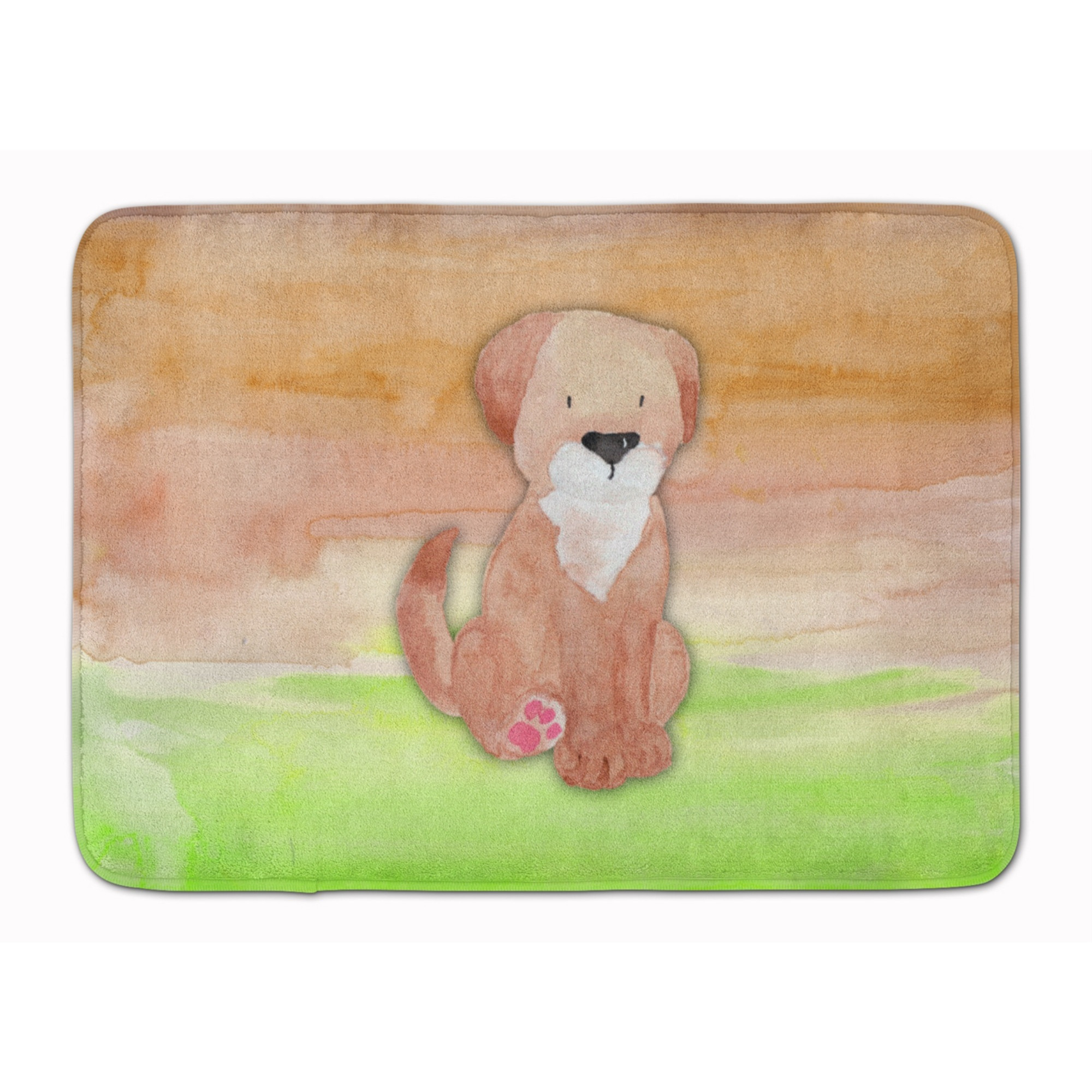 &quotCaroline's Treasures Dog Green and Brown Watercolor Floor Mat, 19"&quotH x 27"&quotW, Multicolor"